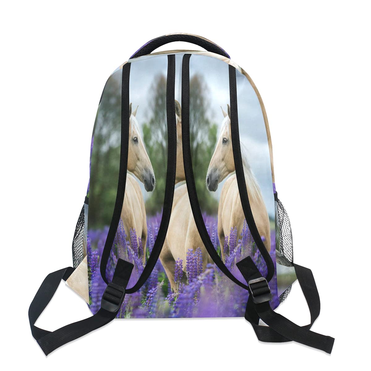 YPPAHHHH Horse Lavender Floral Backpack - School Bookbag for College Students, Laptop Backpack for Women & Men, Durable Travel Daypack for Hiking, Camping & Daily Use | Perfect for School, Work & Outdoor Adventures