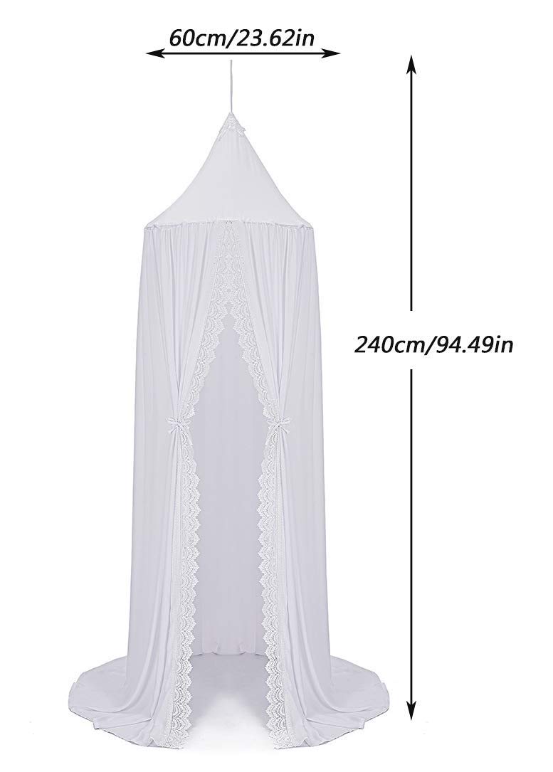 Royal Princess Bed Canopy for Girls - Chiffon Mosquito Net with Hanging Decorations | Perfect for Kids Bedroom, Nursery, Christmas & Birthday Gifts | Creates Dreamy Sleeping Space & Party Decor