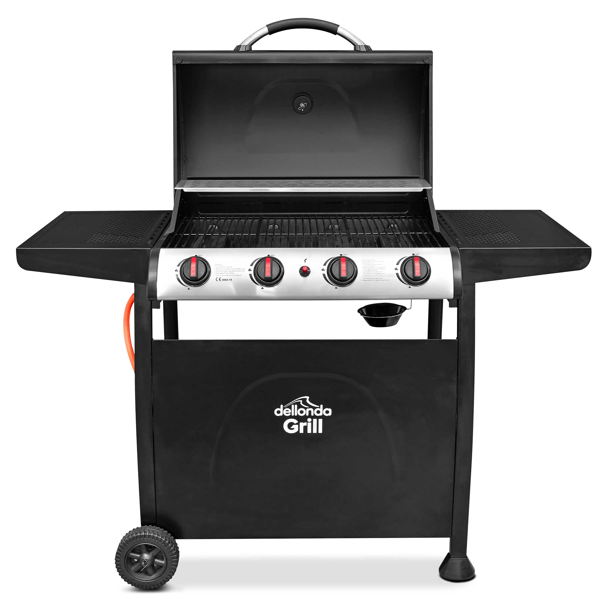 4 Burner Gas BBQ Grill with Piezo Ignition & Built-In Thermometer - Includes Cover - Black/Stainless Steel (Model DG229) - Perfect for Backyard Parties, Camping & Outdoor Cooking