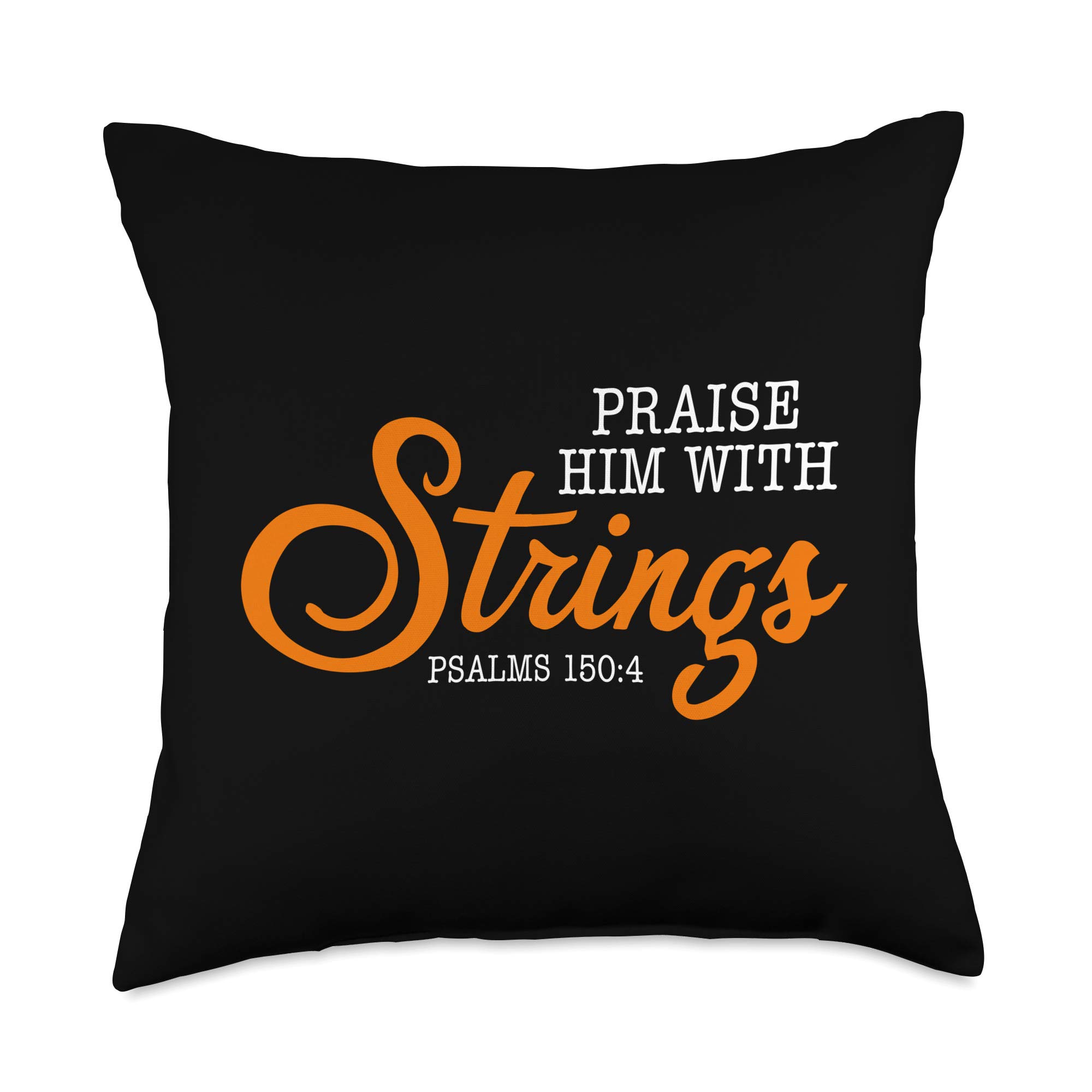 Praise Him Christian Guitar Player Acoustic Electric Bass Throw Pillow 18x18 Inch Multicolor - Perfect for Church Worship, Home Decor & Music Lover Gifts