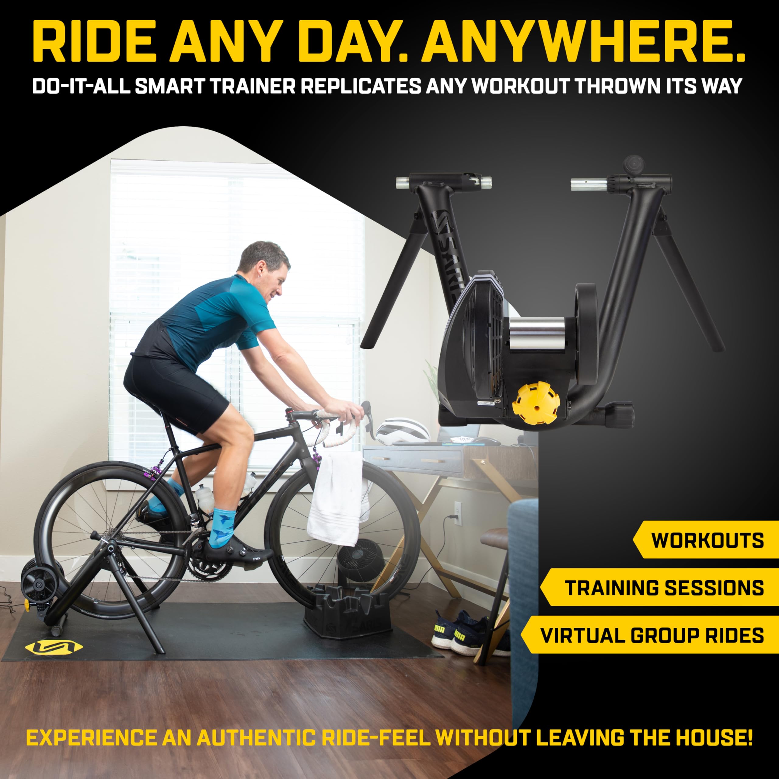 Saris M2 Smart Indoor Bike Trainer - Electromagnetic Resistance, Zwift Compatible for Virtual Cycling, Home Workout & Fitness Training