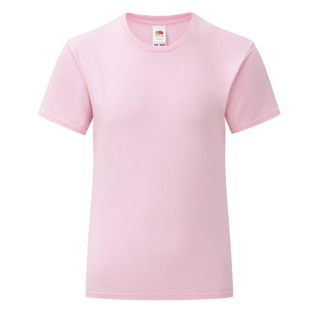 Fruit of the Loom Girls Iconic T-Shirt for Ages 7-8 | Light Graphite Cotton Tee | Casual Wear, School Uniform & Everyday Outfits