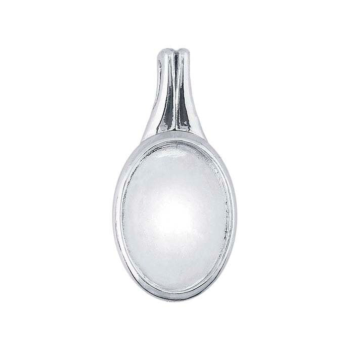 Premium 18x13mm Sterling Silver Double Fluted Oval Cabochon Pendant Setting - Handcrafted in USA - Perfect for Jewelry Making & DIY Gemstone Necklaces