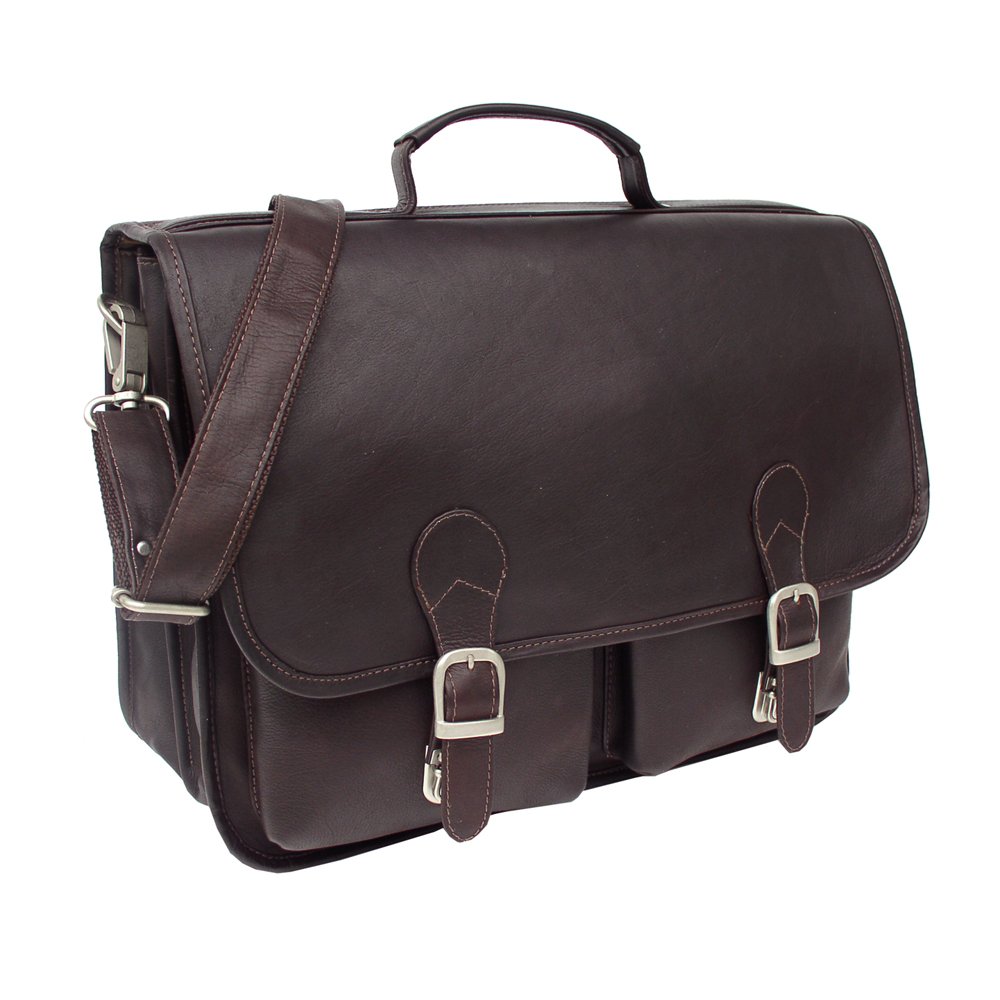 Premium Leather Executive Two-Pocket Portfolio in Chocolate Brown - Professional Business Document Holder for Meetings, Interviews & Office Use