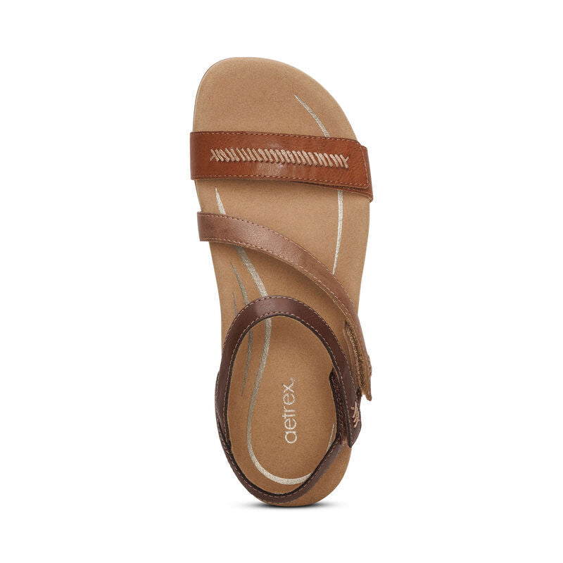 Aetrex Gabby Cognac Multi Women's Comfortable Walking Shoes - Perfect for Casual Outings, Work & Travel