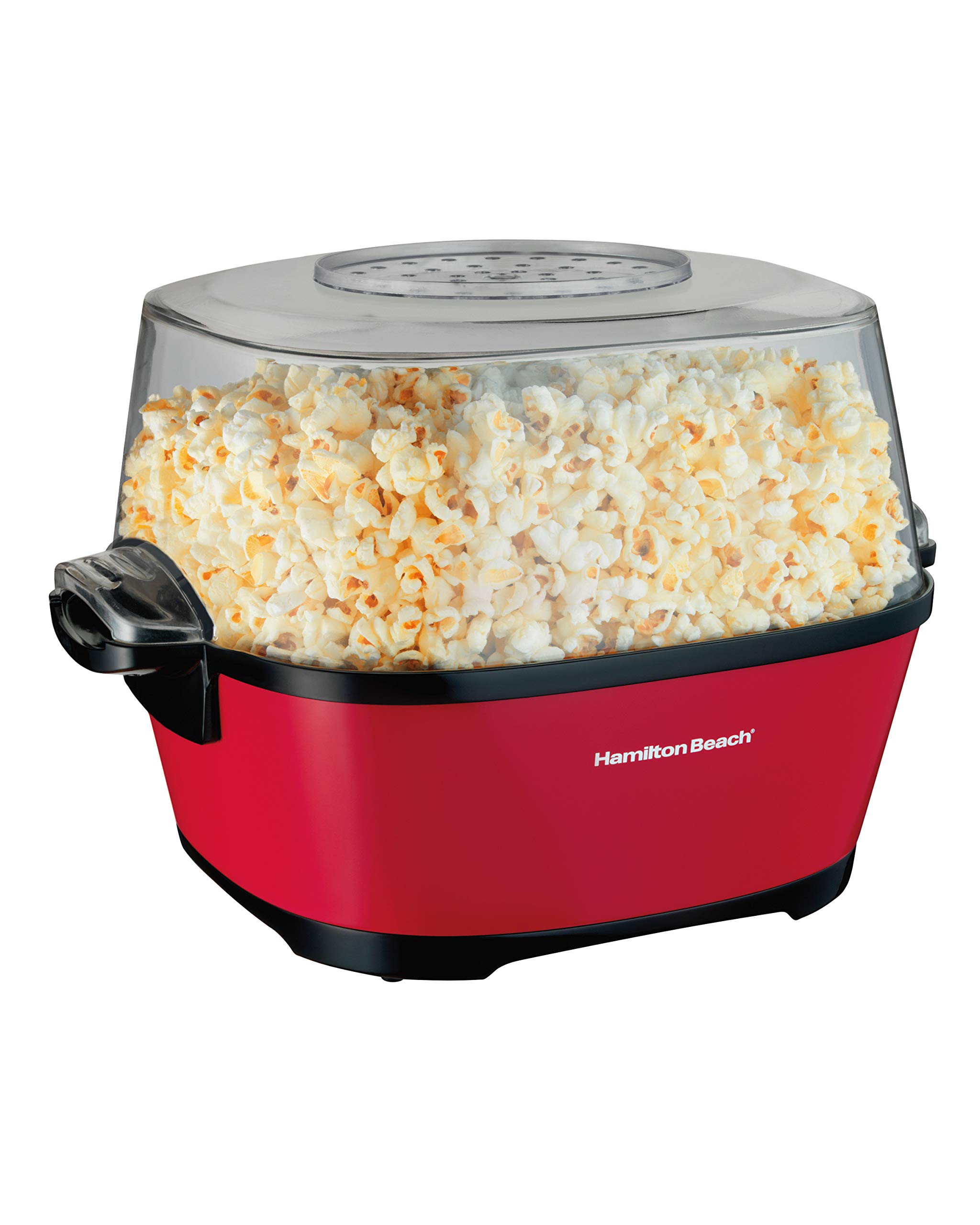 Hamilton Beach Electric Hot Oil Popcorn Popper Machine - 24 Cup Capacity, Red (73302) | Healthy Homemade Popcorn Maker for Movie Nights, Parties & Family Snack Time