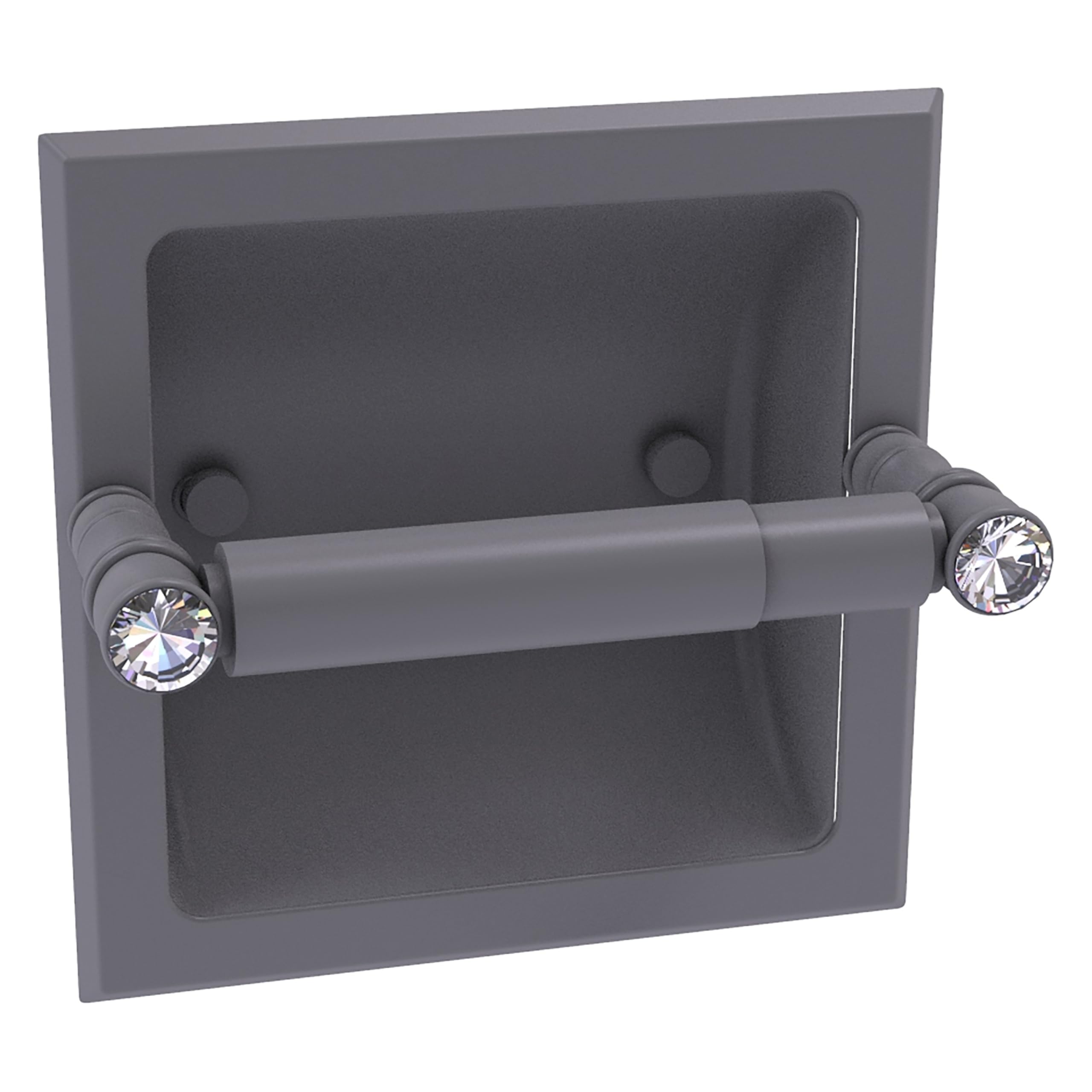Allied Brass CC-24C Carolina Crystal Collection Recessed Toilet Paper Holder in Matte Gray - Modern Bathroom Tissue Storage Solution for Home & Commercial Use