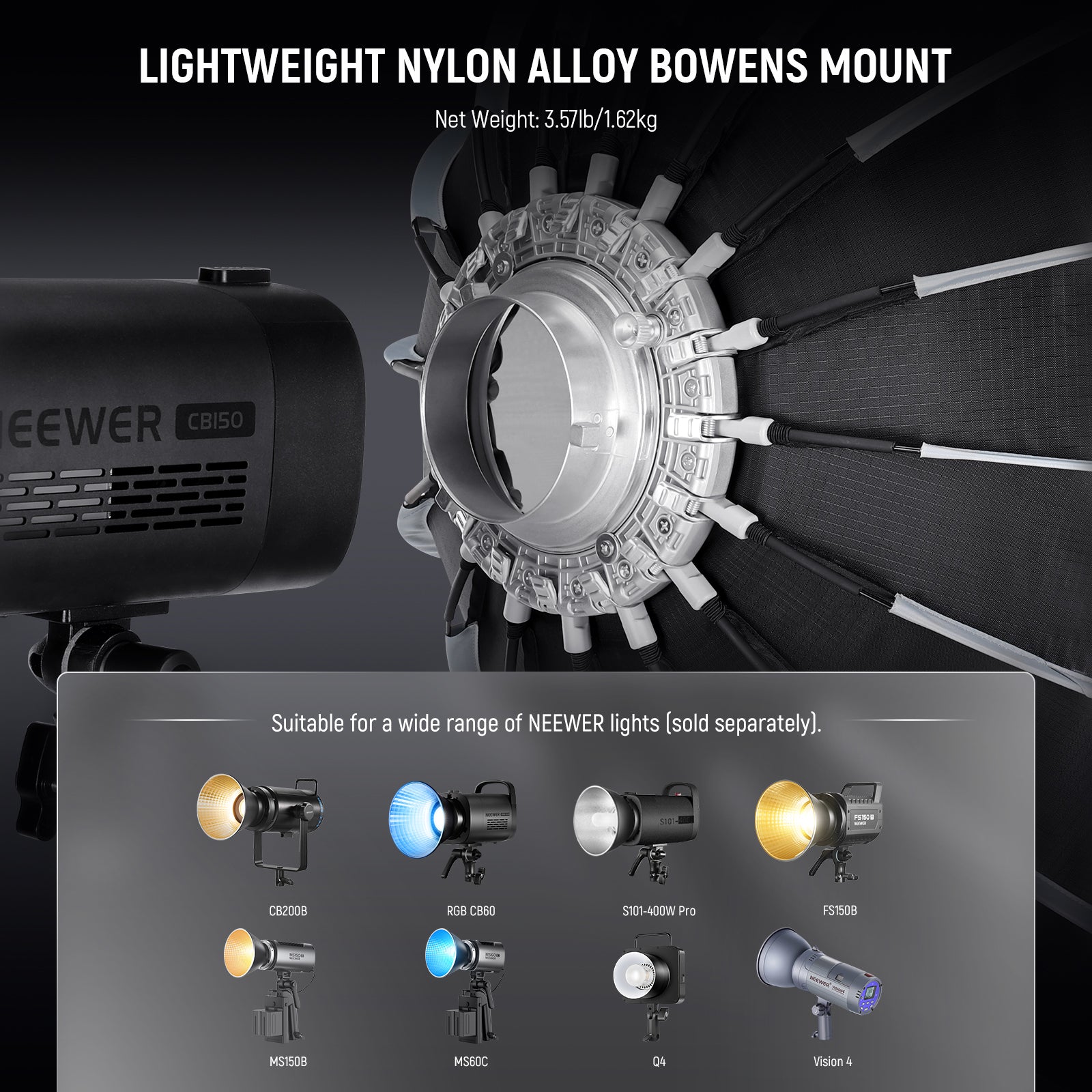 NEEWER NS55P/NS70P/NS90P/NS120P Professional Parabolic Softbox for Photography & Video Lighting - Perfect for Studio, Portrait, and Product Shoots
