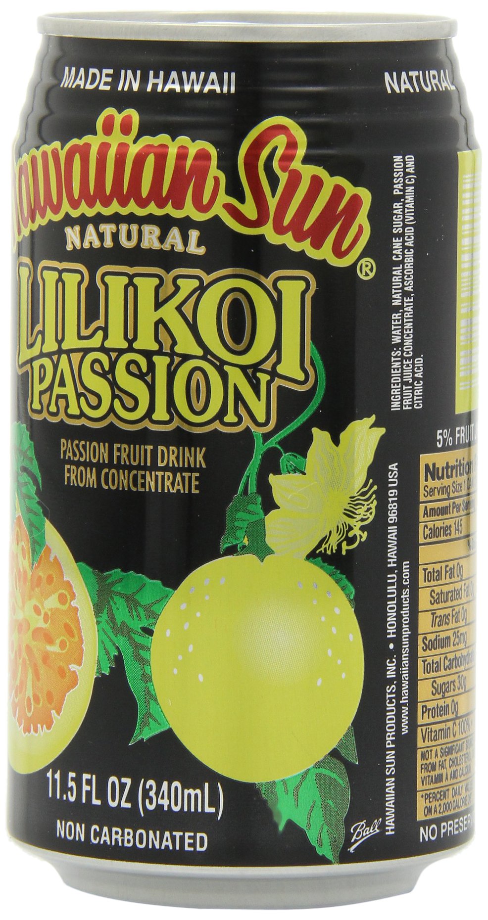 Hawaiian Sun Lilikoi Passion Fruit Juice Drink - 11.5 Fl Oz (Pack of 24) | Tropical Flavored Beverage for Breakfast, Snacks & Parties | Refreshing Hawaiian-Inspired Drink