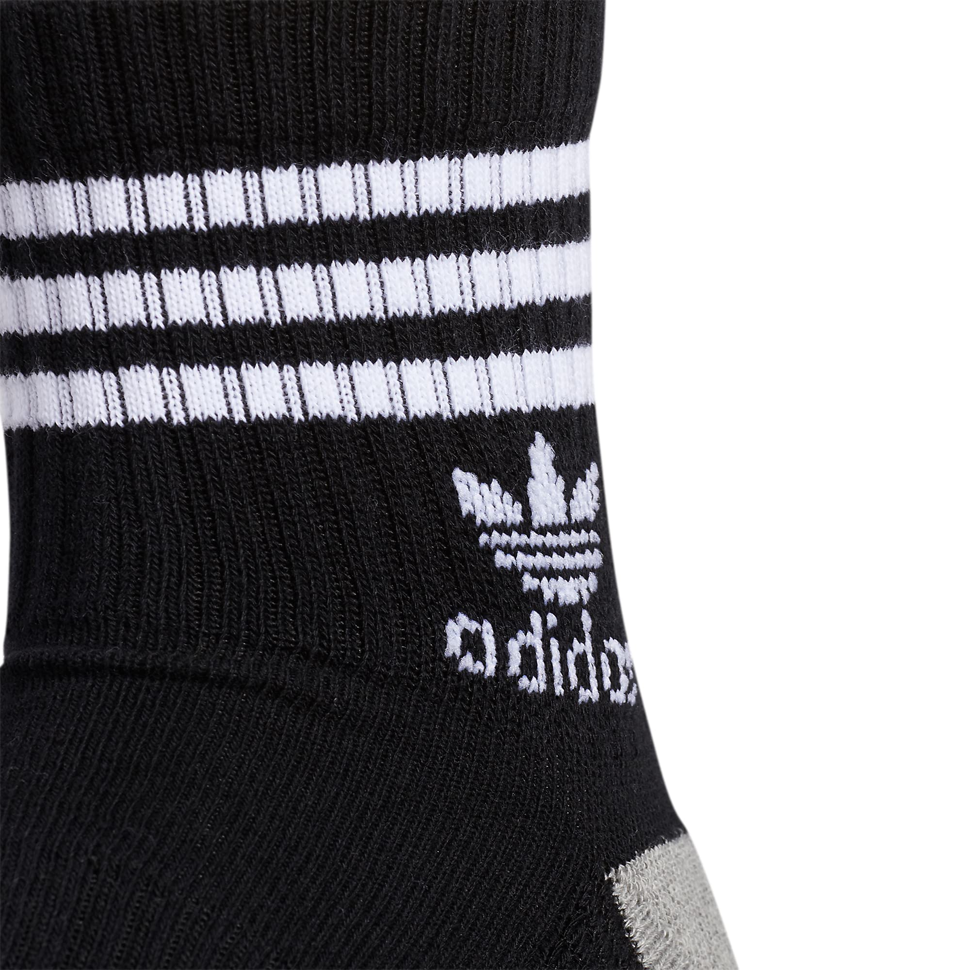 adidas Originals Men's Roller High Quarter Socks 3-Pack - Breathable Athletic Socks for Running, Basketball & Casual Wear - Black/White/Gray