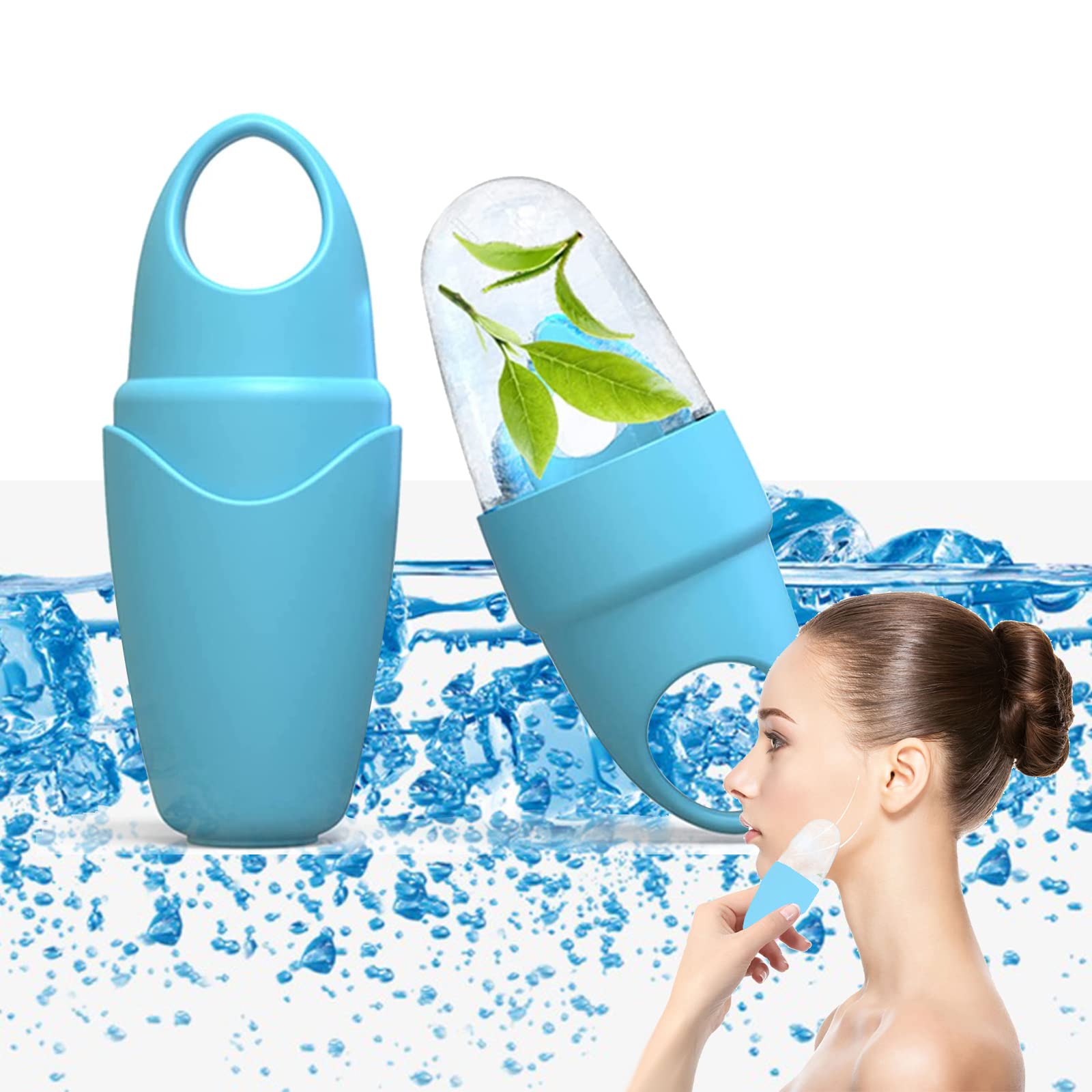 Ice Roller for Face & Eyes - Cooling Gua Sha Facial Massage Tool for Puffiness & Wrinkles - Skin Care & Beauty Essential - Perfect for Morning Routine & Post-Workout Recovery (Blue Eyes Design)