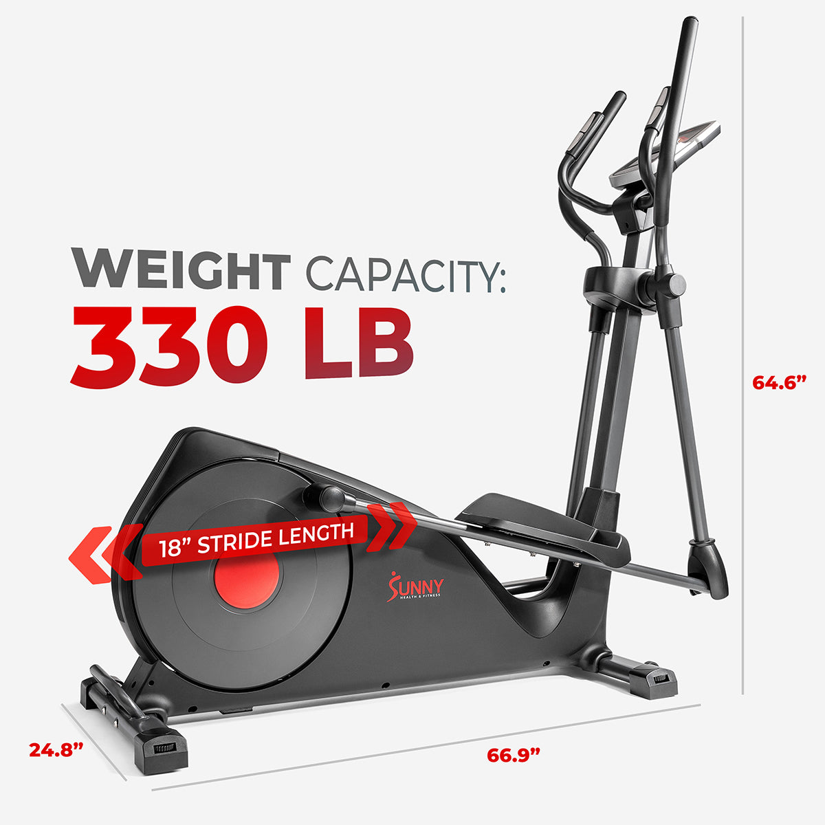 Pre Programmed Elliptical Trainer with 18 Inch Stride - Home Gym Cardio Machine for Weight Loss & Full Body Workout - Perfect for Small Spaces & Apartment Fitness