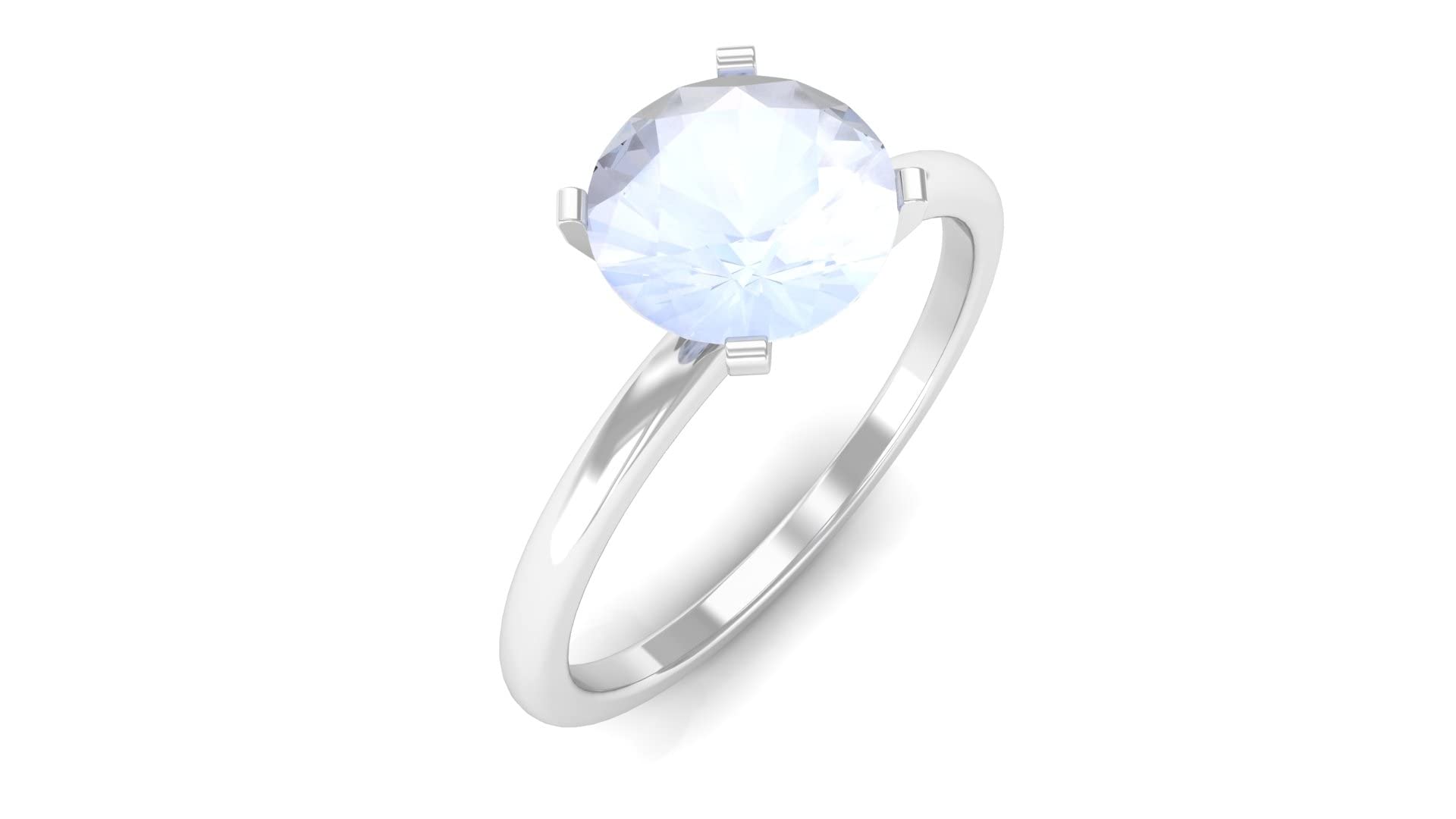 Natural Moonstone Ring for Women - 14K Solid Gold June Birthstone Ring with 7mm Round Cut Moonstone | Elegant Solitaire Jewelry for Everyday Wear, Gifts & Special Occasions