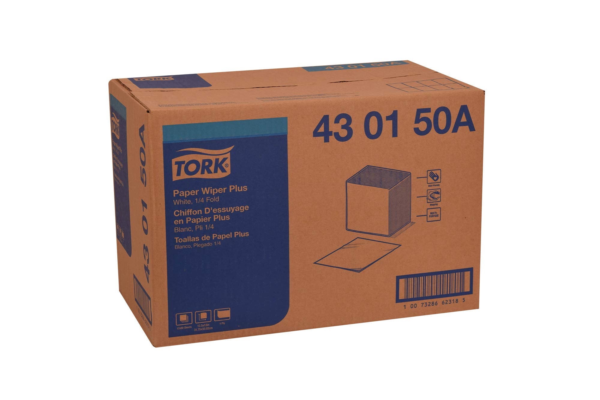Tork Paper Wiper Plus White Self Dispensing Roll - 1/4 Fold Commercial Paper Towels (430150A) for Kitchen, Restaurants & Office Cleaning