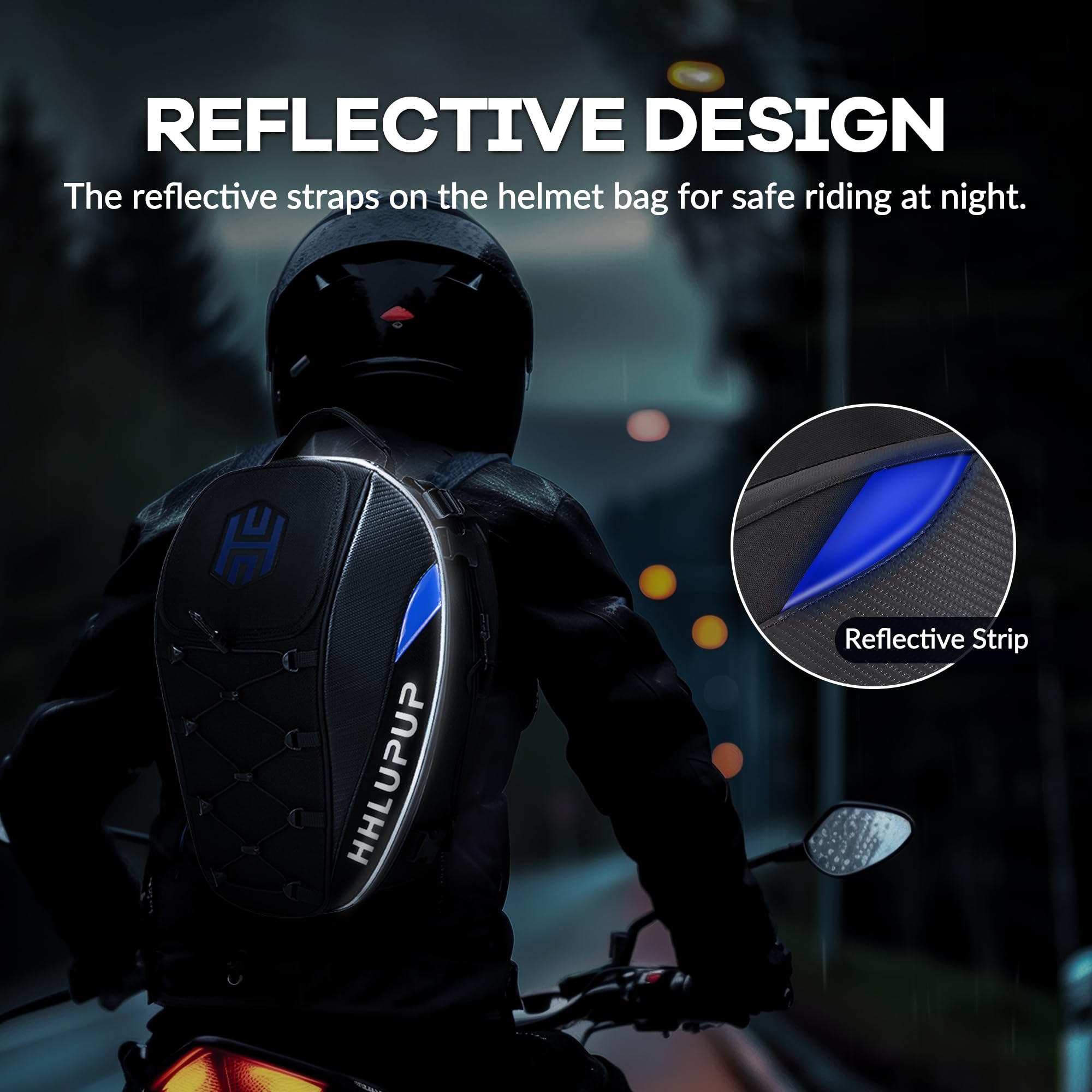 Waterproof Motorcycle Tail Bag with Password Lock - 38L Large Capacity Seat & Helmet Storage Backpack - Durable Motorbike Luggage for Commuting & Travel (Blue) - Perfect for Daily Rides & Weekend Adventures