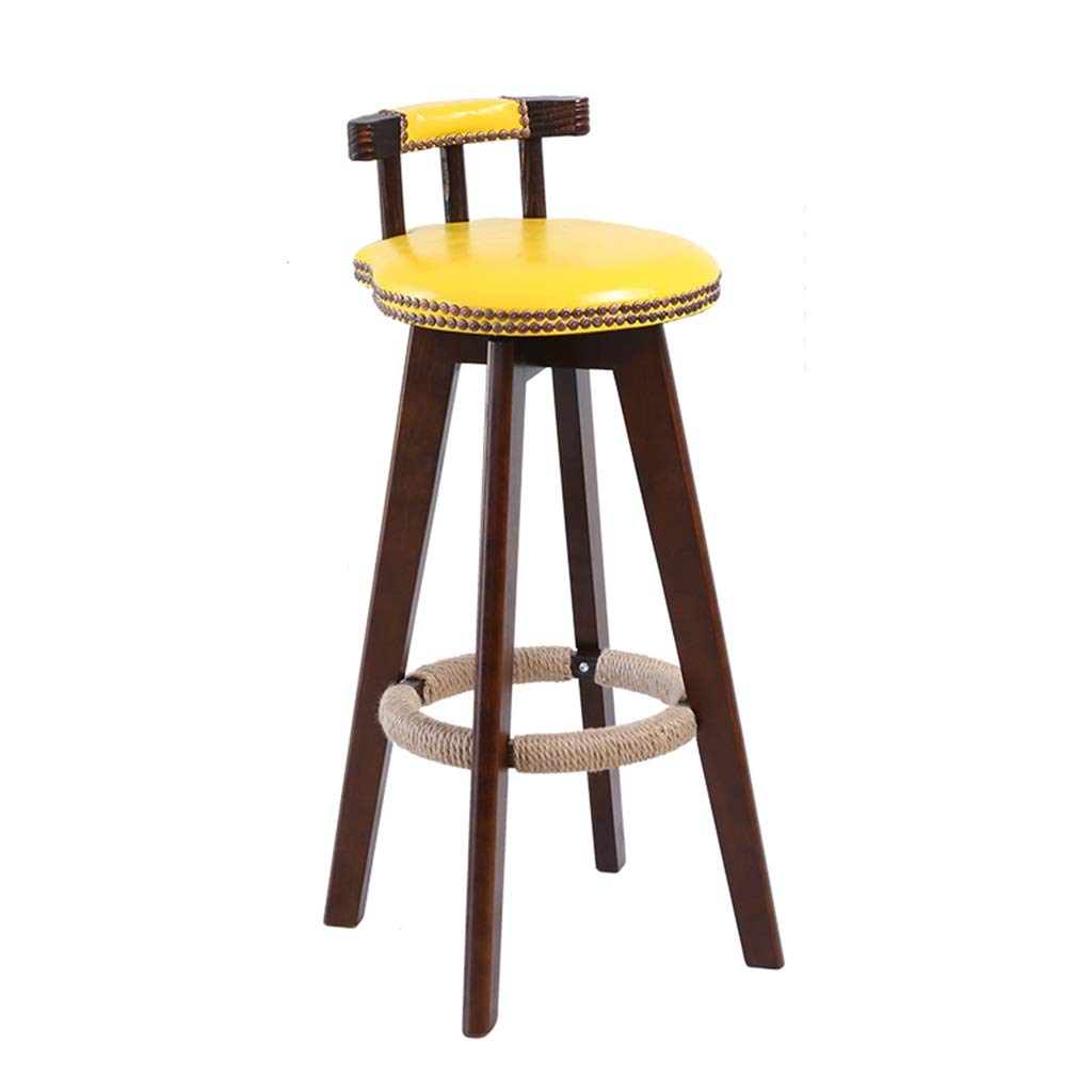 Swivel Bar Stool with PU Seat & Wooden Leg - 30