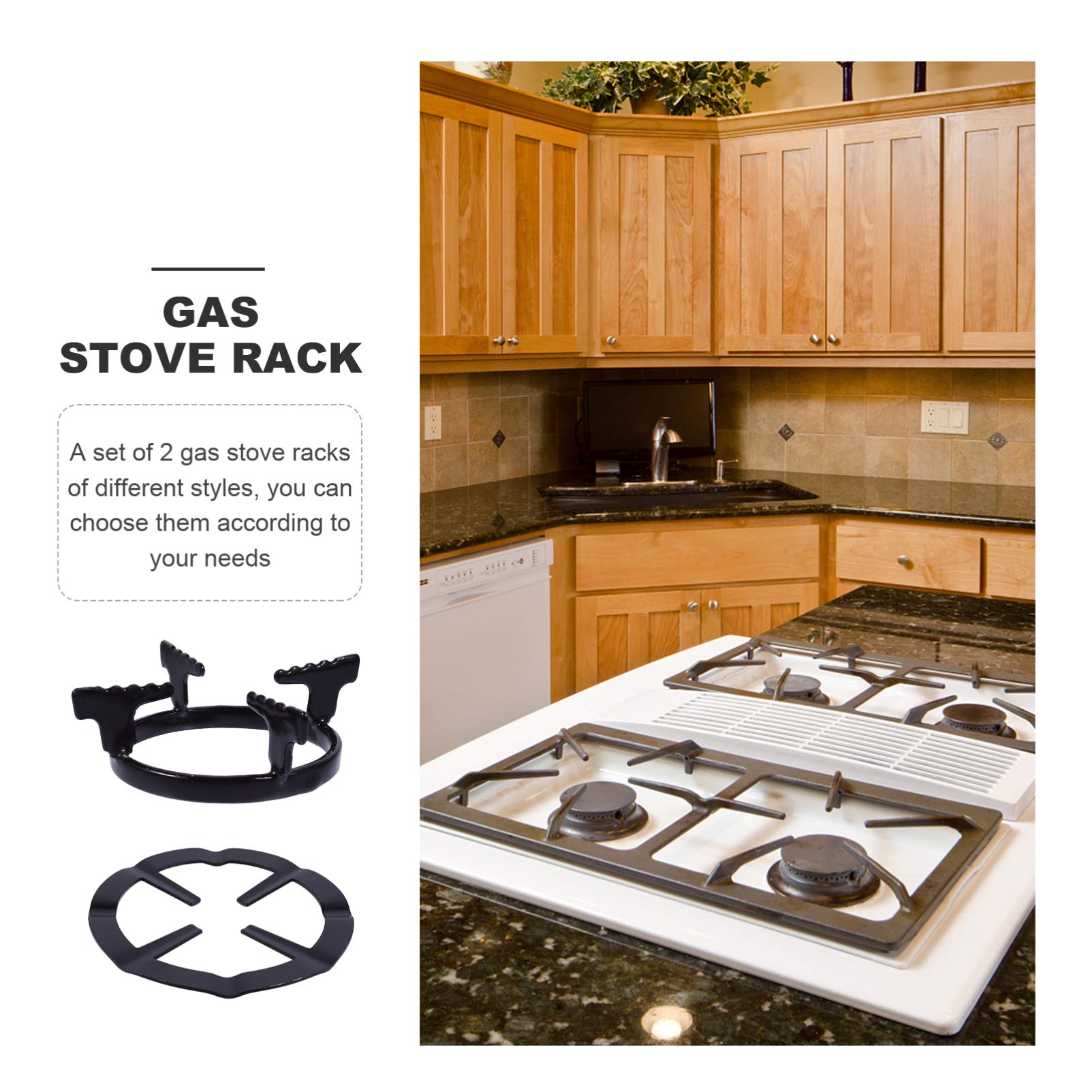 Hemoton 2-Pack Metal Gas Stove Rack Stand - Heavy Duty Wok Ring & Trivet for Kitchen Stove, Burner Stand, Pot Support - Perfect for Cooking with Woks, Pans & Large Pots on Gas Stoves