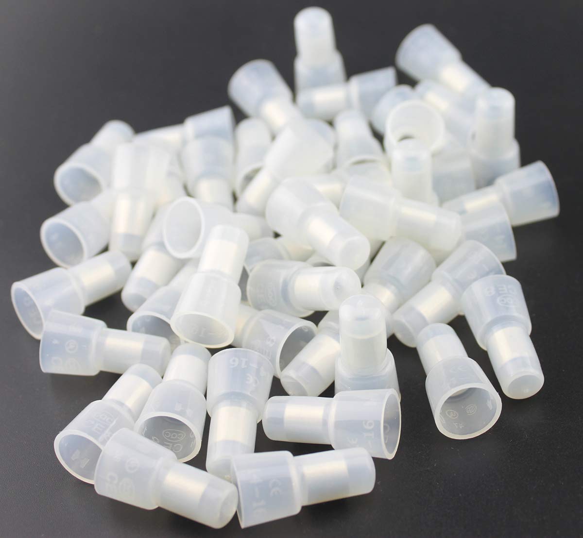 Rextin 100pcs CE8 Closed End Wire Crimp Connectors - Waterproof Insulated Electrical Terminals for Automotive, Marine & DIY Projects - Secure Wire Connections for Wires 22-18 AWG
