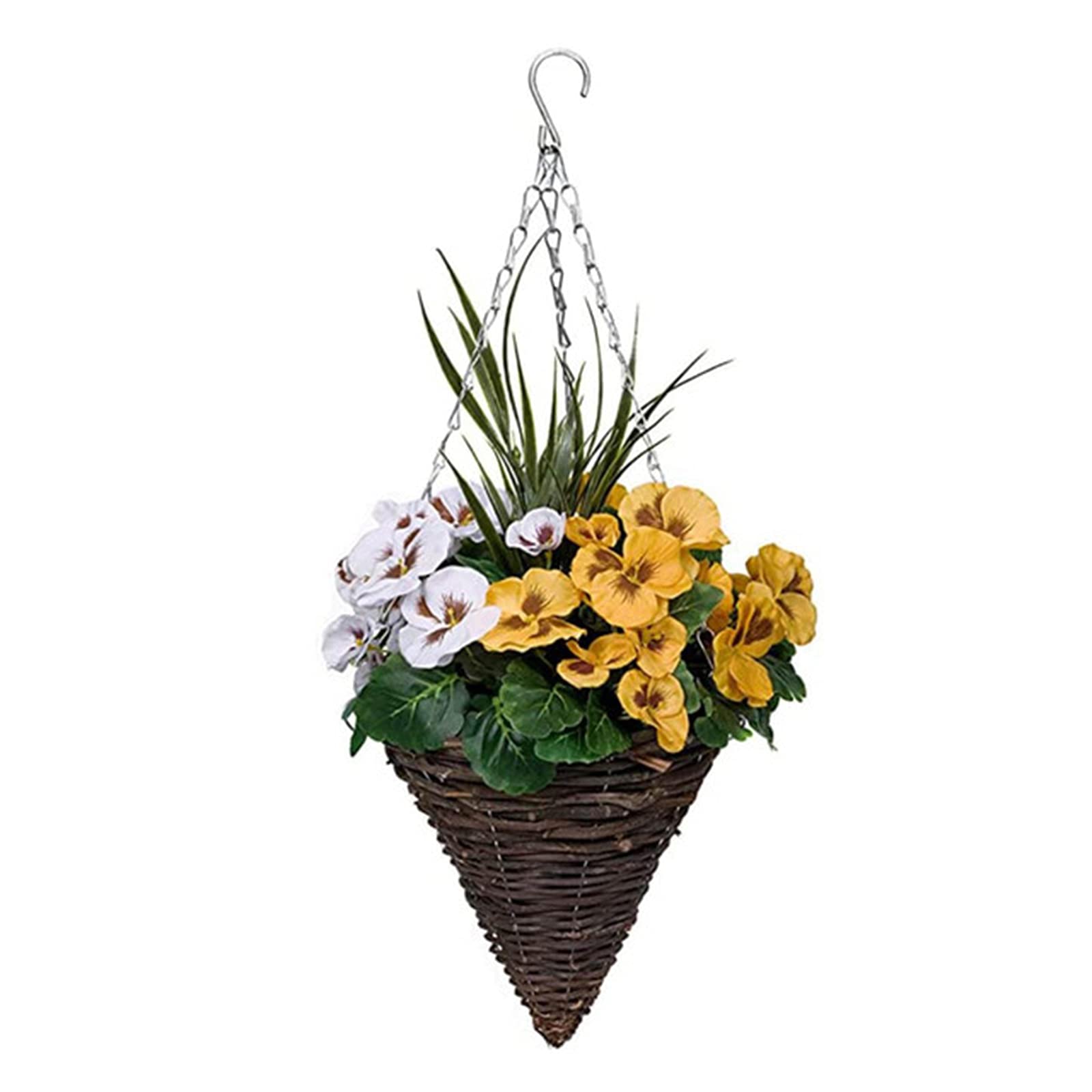 Keebgyy 2-Pack Handwoven Rattan Hanging Planters - 7.9 Inch Cone-Shaped Wall Baskets with Plastic Liner for Indoor/Outdoor Plants | Perfect for Home, Garden, Wedding & Boho Decor