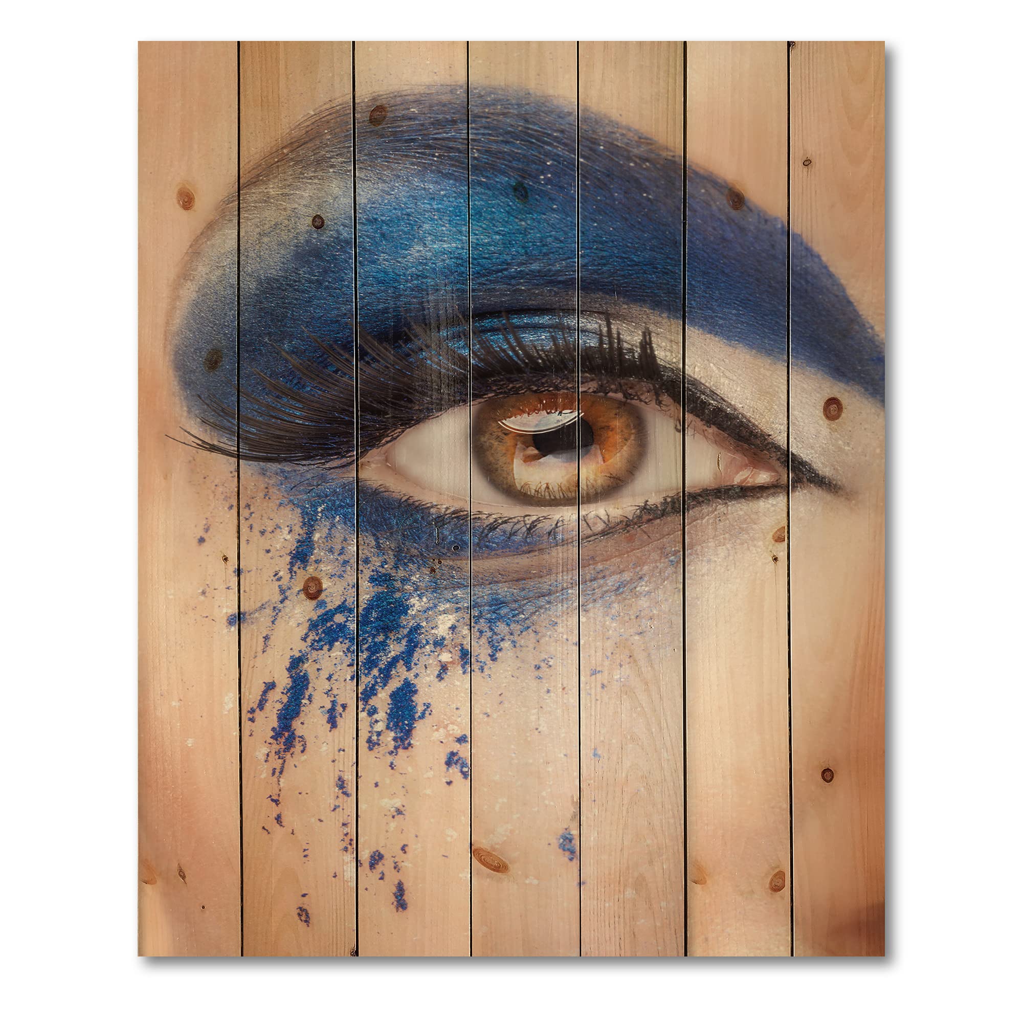 Blue Fantasy Eye Wood Wall Art - Modern Contemporary Wooden Wall Decor, Large Printed Pine Wood Panel for Living Room, Bedroom & Office