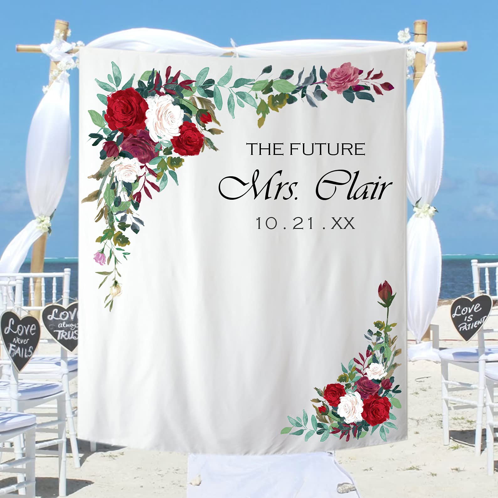 Custom Bridal Shower Backdrop - Personalized Wedding Tapestry Decor for Baby Showers & Graduations - 60x80 Inch Photo Wall Hanging Art (Polyester) - Perfect for Wedding Receptions, Birthday Parties & Home Decor