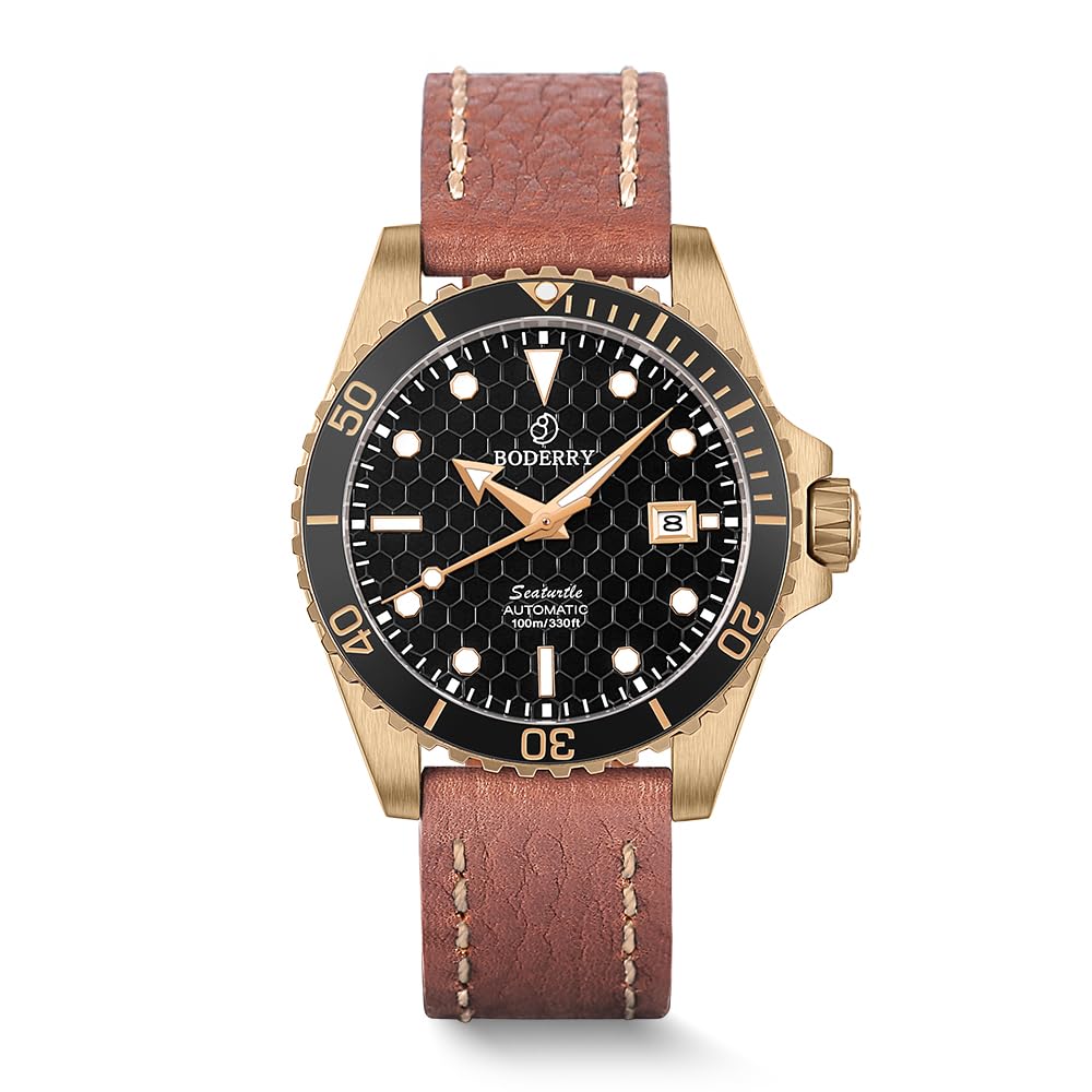 Premium Japanese Automatic Dive Watch for Men - Bronze Case, Sapphire Crystal, 100M Waterproof, Rotating Bezel & Screw Down Crown | Perfect for Scuba Diving, Swimming & Outdoor Adventures