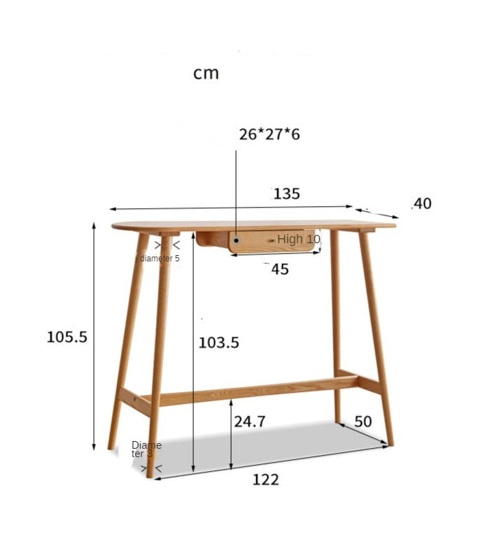 Solid Oak and Cherry Wood Bar Table - Rustic Pub Style Counter Height Table for Kitchen, Dining Room, or Home Bar Decor