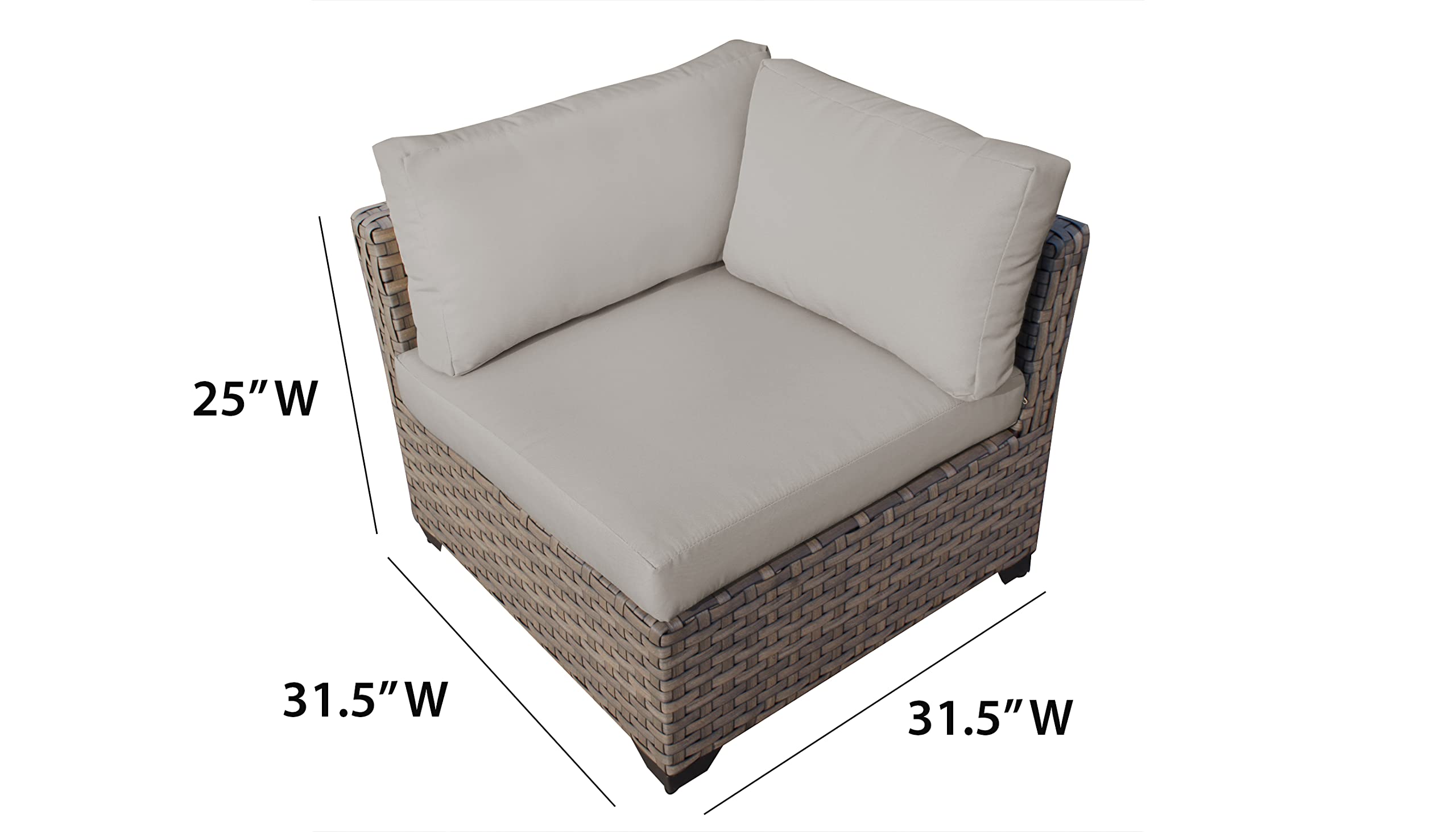 TK Classics Monterey 7-Piece Outdoor Wicker Patio Furniture Set - All-Weather Rattan Sofa Sectional with Coffee Table - Beige - Perfect for Backyard, Garden, Poolside & Patio Relaxation