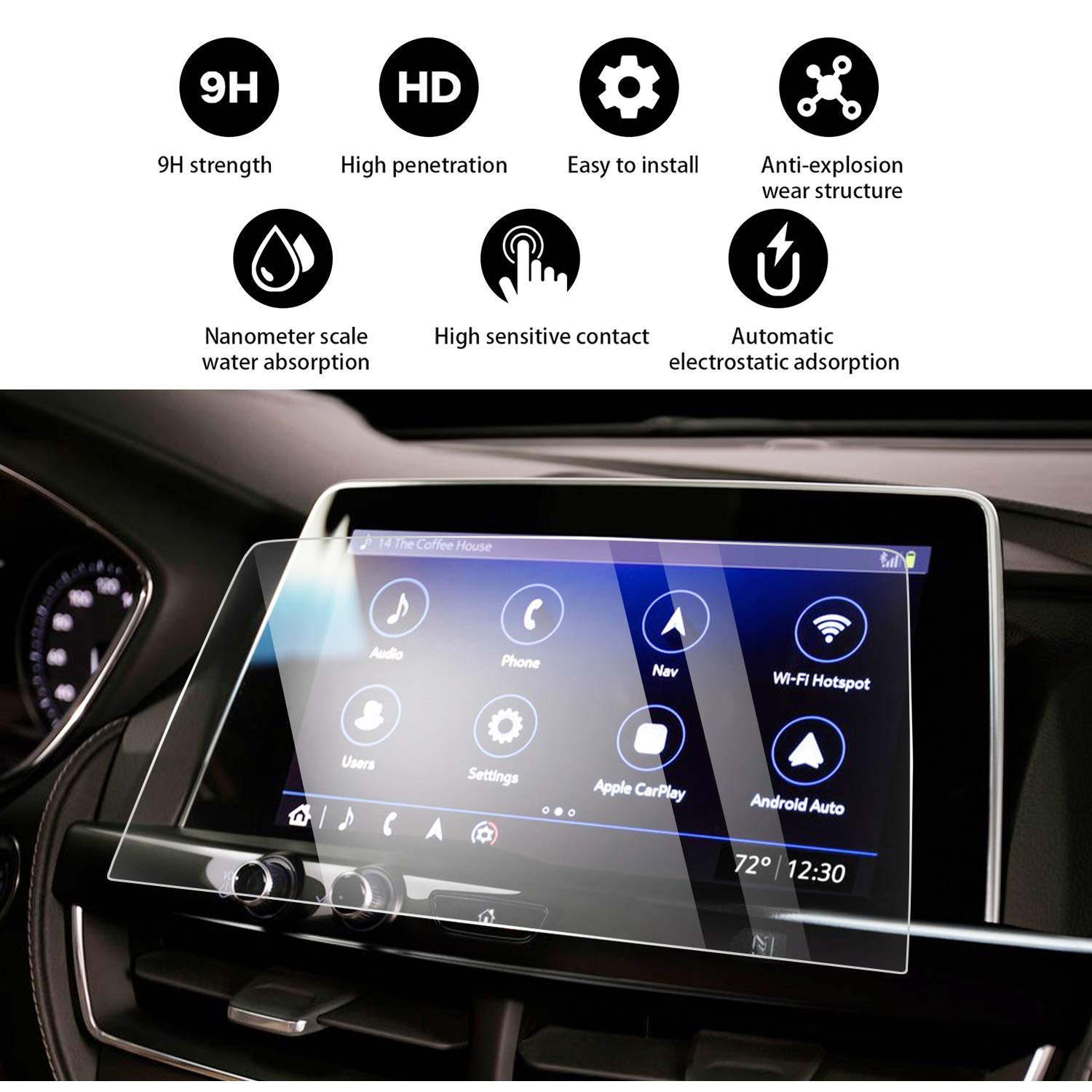 2020 Cadillac CT5 Tempered Glass Touch Screen Protector - Anti-Scratch HD Clear Navigation Screen Cover for Cadillac CT5 | Perfect for Daily Driving & Road Trips