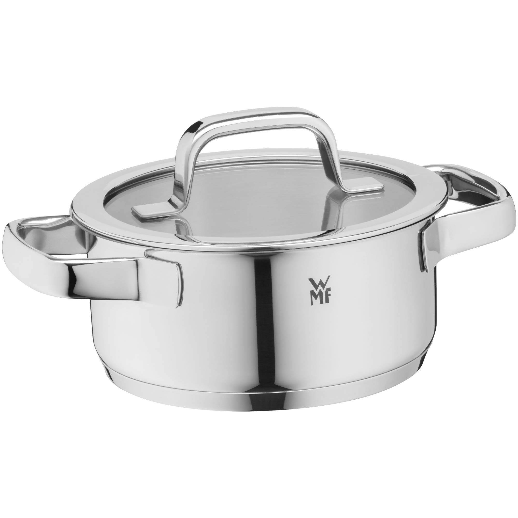 WMF Compact Cuisine 1.5L Stainless Steel Cooking Pot with Glass Lid - 16cm Induction Compatible Stew Pot, Uncoated Cromargan Surface, Stackable Design - Perfect for Soups, Stews & Slow Cooking