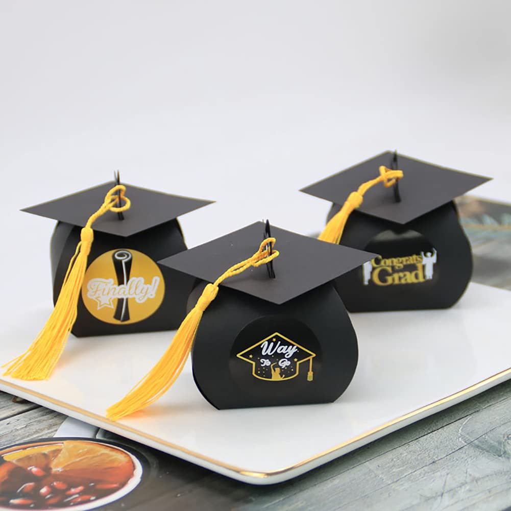 24 Pcs Graduation Cap Candy Box - Party Supplies & Treat Box for Graduation Decorations - Congrats Grad Gift Box for Class of 2024 - Perfect for Graduation Parties & School Celebrations