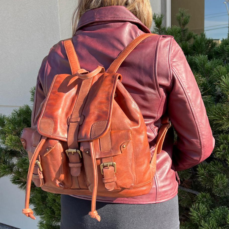 Premium Leather Drawstring Backpack for Men & Women - Stylish & Durable Travel Bag for Hiking, Gym, School & Daily Use