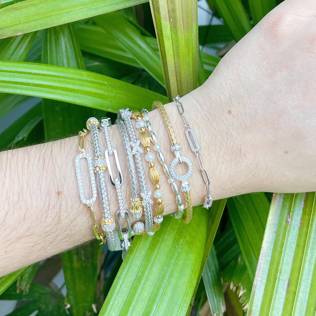 Charleston Rice Bead & Freshwater Pearl Bracelet for Women - Elegant Handmade Jewelry Gift for Wedding, Party & Special Occasions