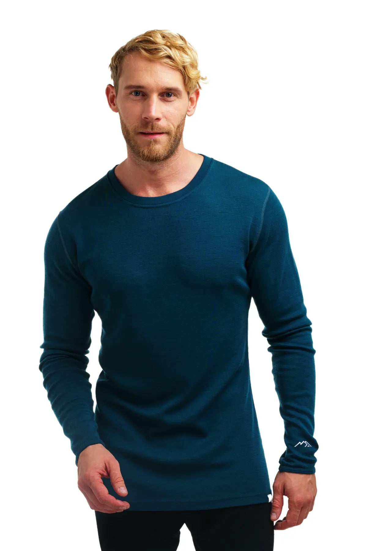Men's Merino Wool Long Sleeve Shirt 250 GSM - Deep Teal Color for Hiking, Camping & Winter Layering