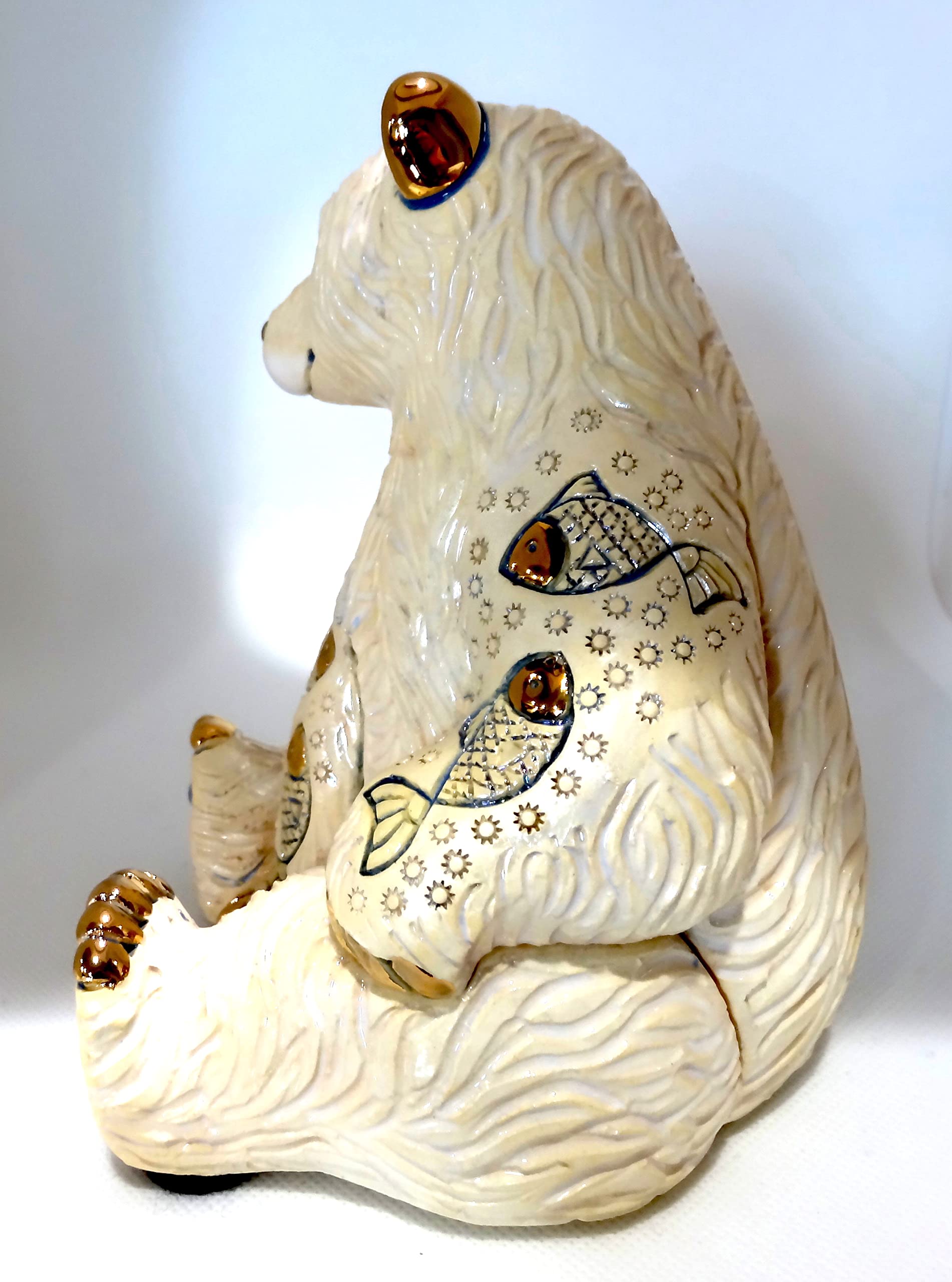 Handmade Sculpted Ceramic Polar Bear Figurine - De Rosa Medium Wildlife Collection - Perfect for Home Decor, Gift Giving & Animal Lovers