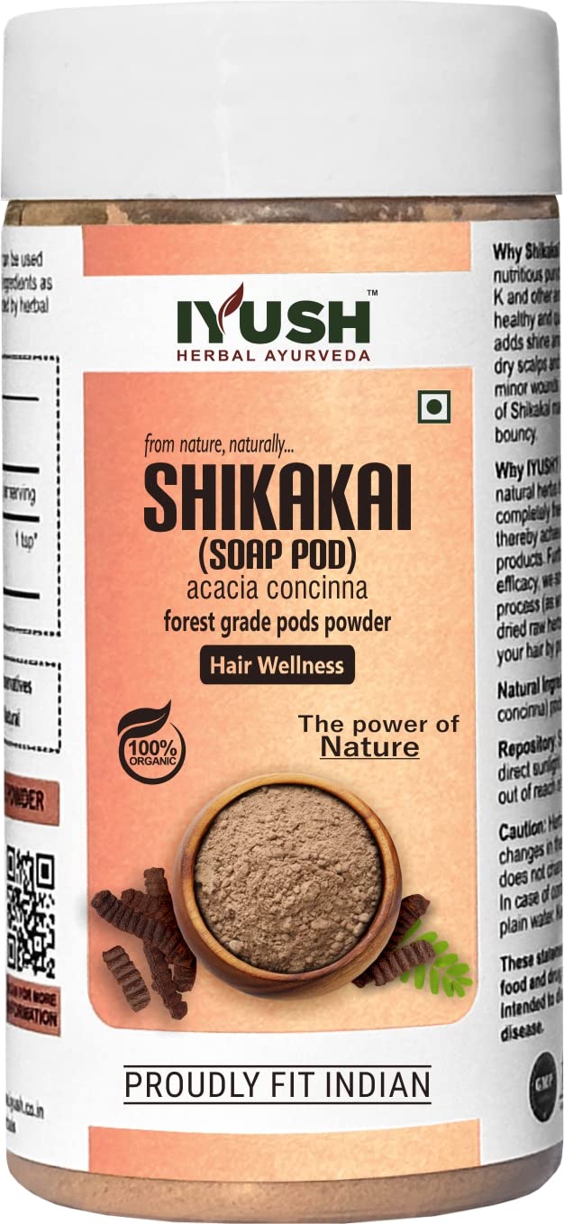 IYUSH Ayurvedic Shikakai Powder for Hair Growth & Volume – 250gm | Natural Herbal Hair Wash | Deep Conditioning Hair Mask for Smooth & Strong Hair | Perfect for DIY Hair Treatments & Ayurvedic Hair Care Routines