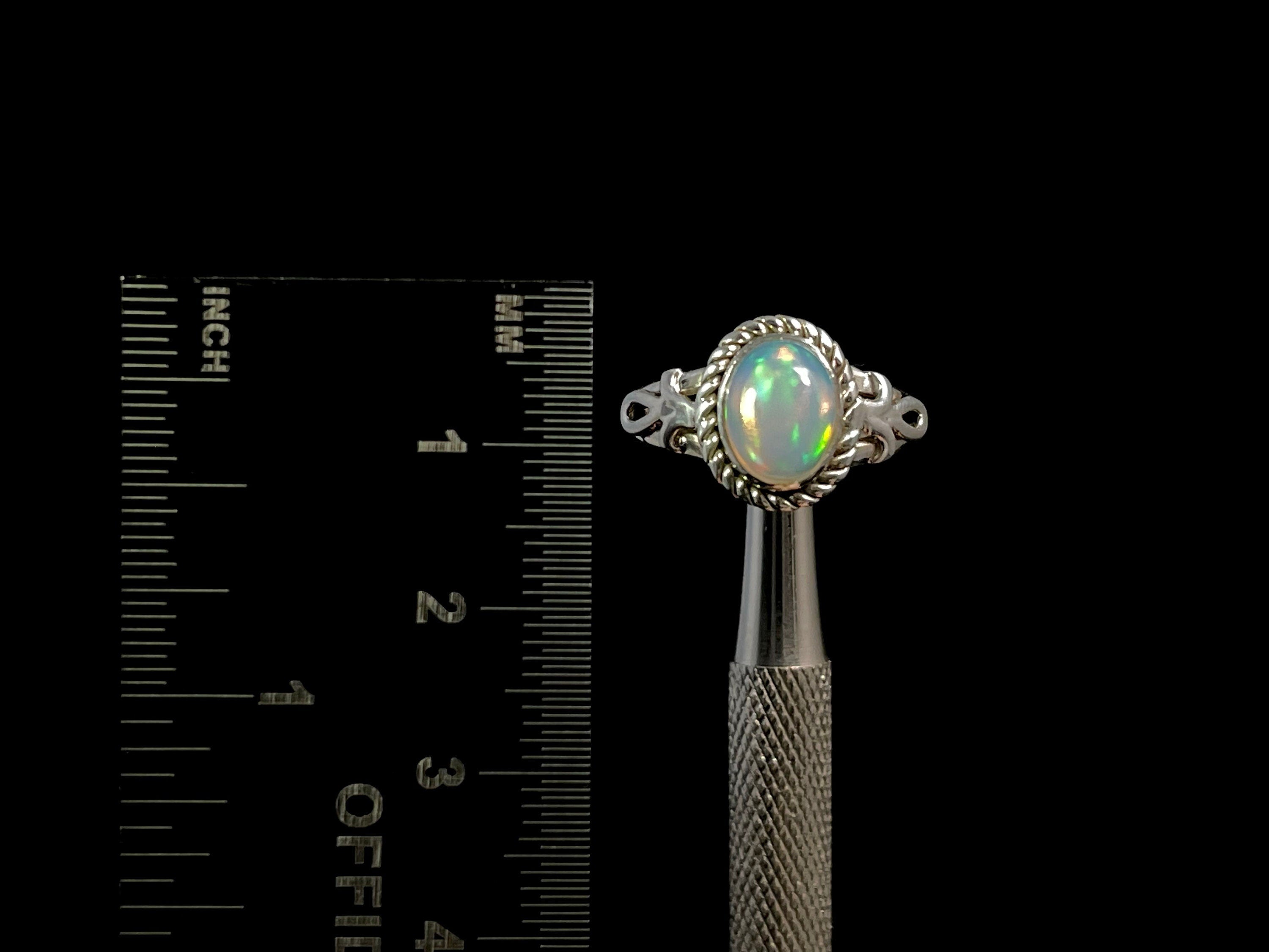 Ethiopian Opal Ring for Women - Sterling Silver Size 7.5, Welo Opal Bridal Jewelry - Perfect for Weddings, Anniversaries & Special Occasions