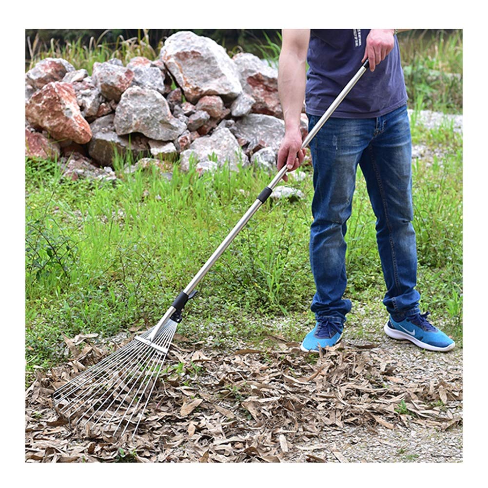 Adjustable Telescopic Garden Leaf Rake - Extendable Lawn Hand Rake for Bushes, Grass & Debris - 2 Sizes for Home & Yard Maintenance (Perfect for Fall Cleanup, Landscaping & Gardening)