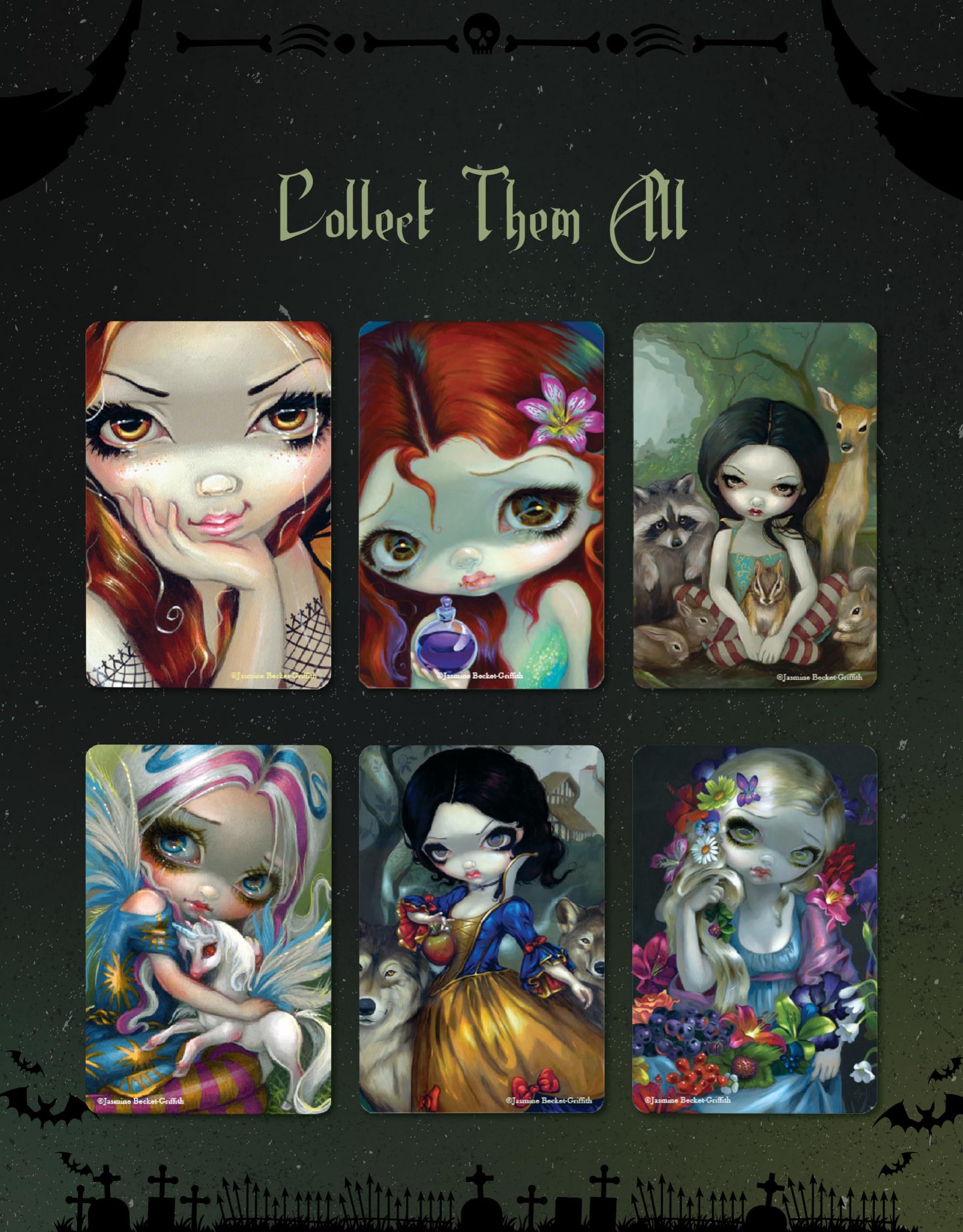 Arcane Vault - Jasmine Becket-Griffith Gothic Fairy Tale Snow White & Animal Friends Wooden Fridge Magnet - UV-Coated Collectible Art Magnet for Home Decor, Kitchen & Office (1237-LM) - Perfect for Disney Fans, Fairy Tale Lovers & Gothic Art Collectors