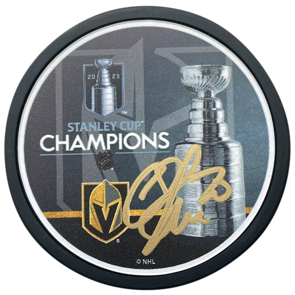 Chandler Stephenson Autographed Stanley Cup Vegas Golden Knights Hockey Puck with COA - Official NHL Collectible for Fans, Display & Memorabilia Collection - Perfect for Man Cave, Sports Bar Decor, Hockey Gift for Men