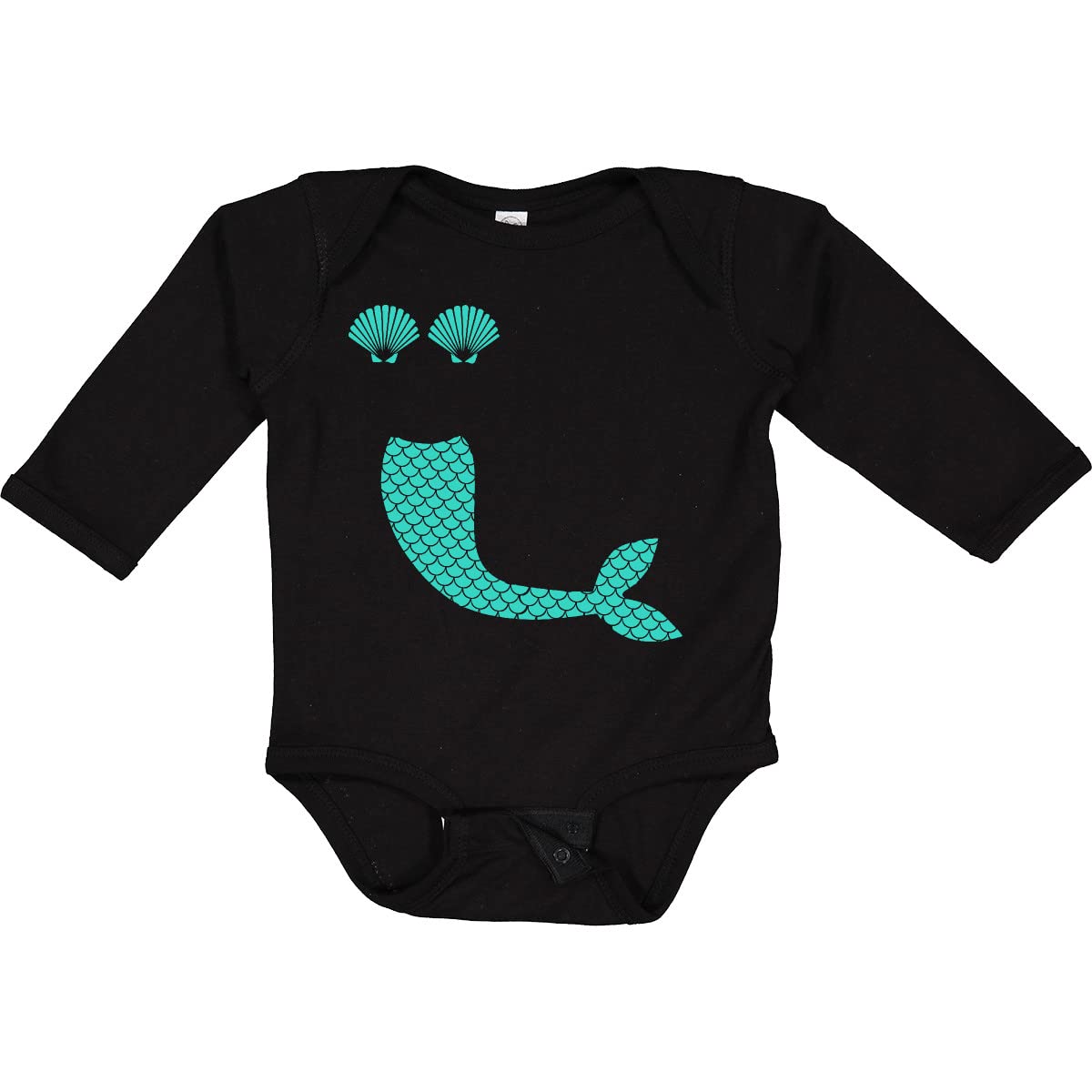 Inktastic Mermaid Tail and Shells Long Sleeve Baby Bodysuit - Soft Cotton Creeper for Newborns & Infants | Perfect for Beach Trips, Photo Shoots & Nursery Outfits