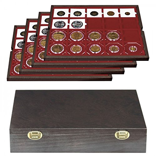 80-Coin Wooden Display Case for 2x2 Coin Holders - Premium Coin Collection Organizer & Storage Box for Collectors, Numismatists & Hobbyists - Perfect for Home, Office or Gift Presentation