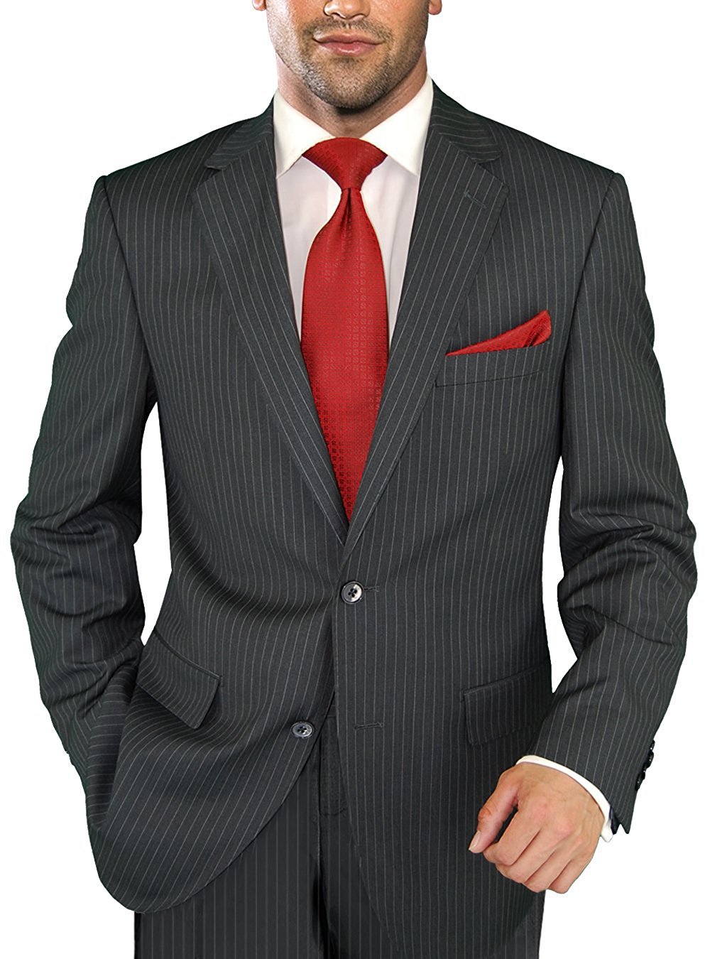 Salvatore Exte Men's Slim Fit Two Button 2-Piece Suit Set with Jacket & Flat Front Pants - Professional Business Attire for Office, Wedding & Formal Events