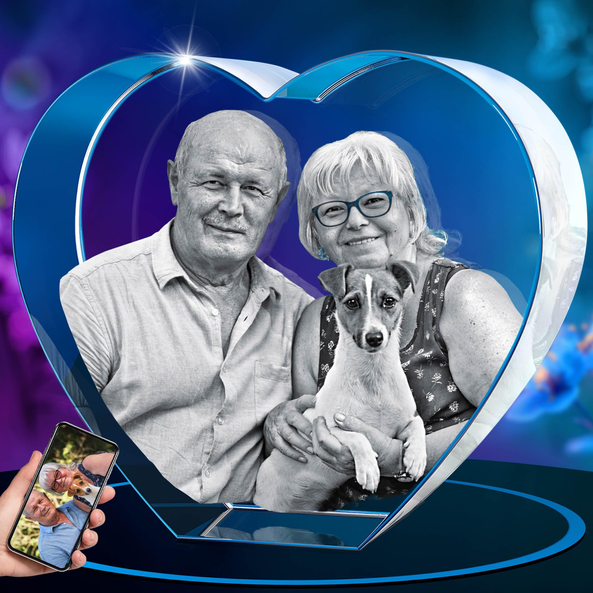 ArtPix Personalized 3D Crystal Photo Gift - Custom Laser Etched Glass Keepsake with Your Picture | Perfect for Wedding, Anniversary, Mother's Day & Birthday Presents for Mom, Wife, Grandma | Unique Home Decor & Sentimental Gift Idea