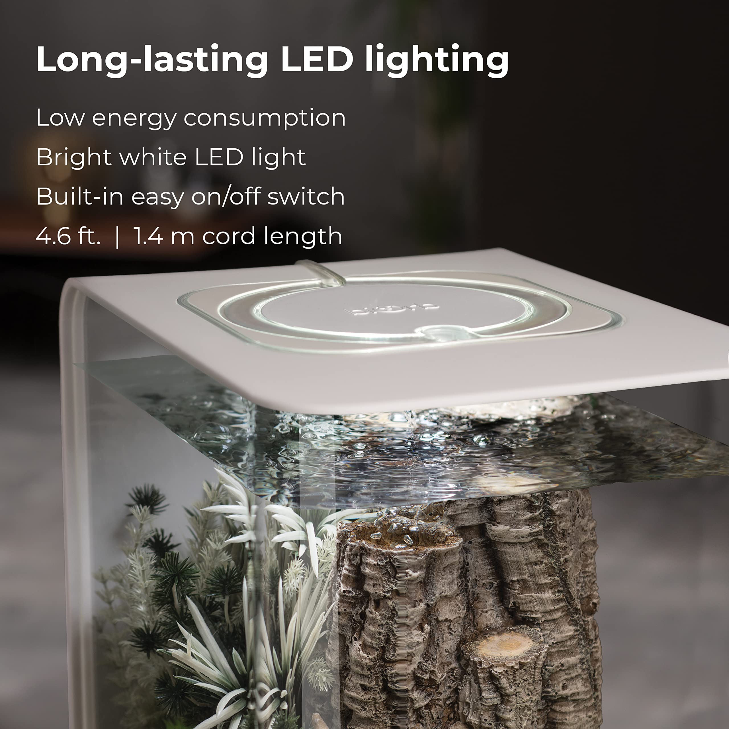 biOrb Flow 15 Acrylic 4-Gallon Aquarium with White LED Lights - Modern Compact Fish Tank for Tabletop or Desktop Display - Perfect for Home, Office, or Small Space Decor (White)