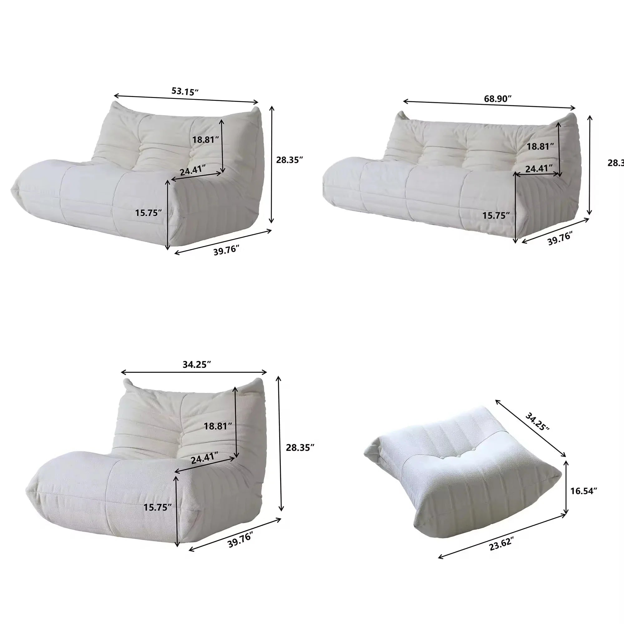 Modular Cozy Togo Sofa Set - Ultra Comfortable Modern Sectional Couch for Living Room | Perfect for Small Spaces, Apartments & Home Theater Seating