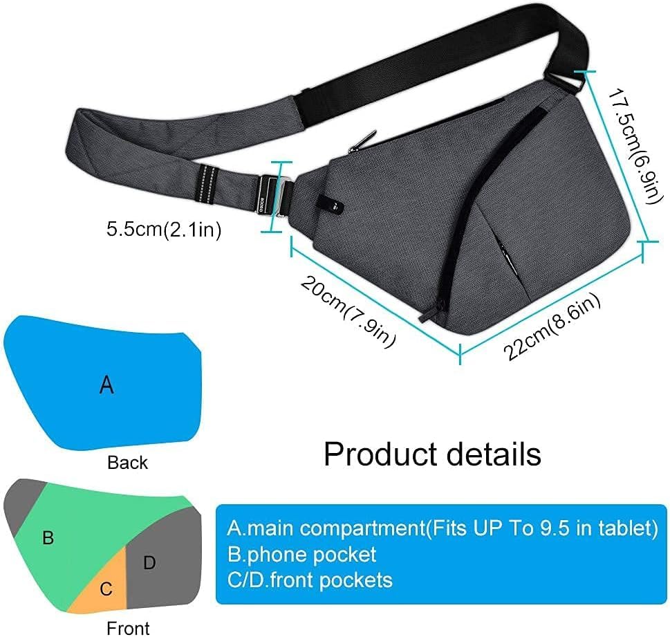 Anti-Theft Men's Sling Bag - Lightweight Crossbody Shoulder Bag for Travel, Gym & Daily Use | Durable Casual Messenger Bag for Work, Hiking & Outdoor Activities