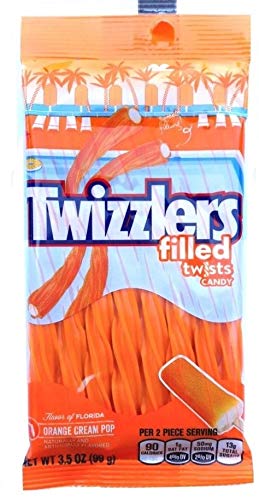 Twizzlers Filled Twists Candy - Orange Cream Pop Flavor | Bulk Strawberry Licorice Snacks for Parties, Movie Nights & Halloween Treats