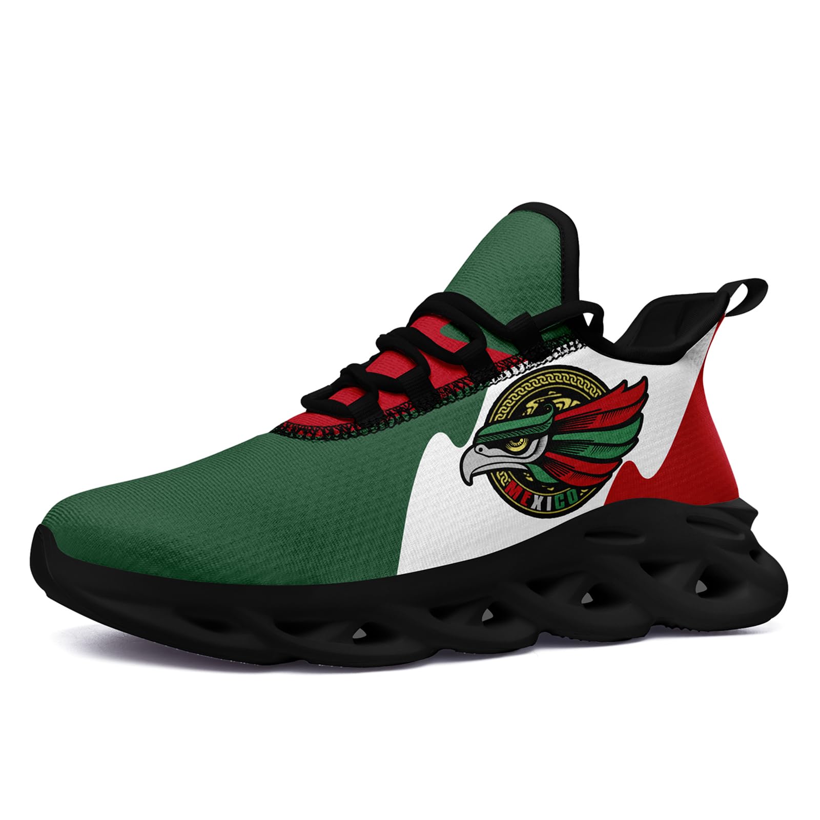 Mexico Flag Running Shoes for Men & Women - Patriotic Breathable Mesh Sneakers with Iconic Eagle Design & Cushioned EVA Sole - Perfect for Jogging, Gym Workouts & Casual Wear
