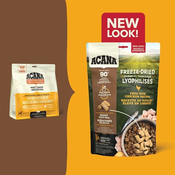 Premium ACANA Free Run Chicken Recipe Freeze-Dried Dog Food Morsels - High Protein Grain-Free Dog Treats for Training & Outdoor Adventures